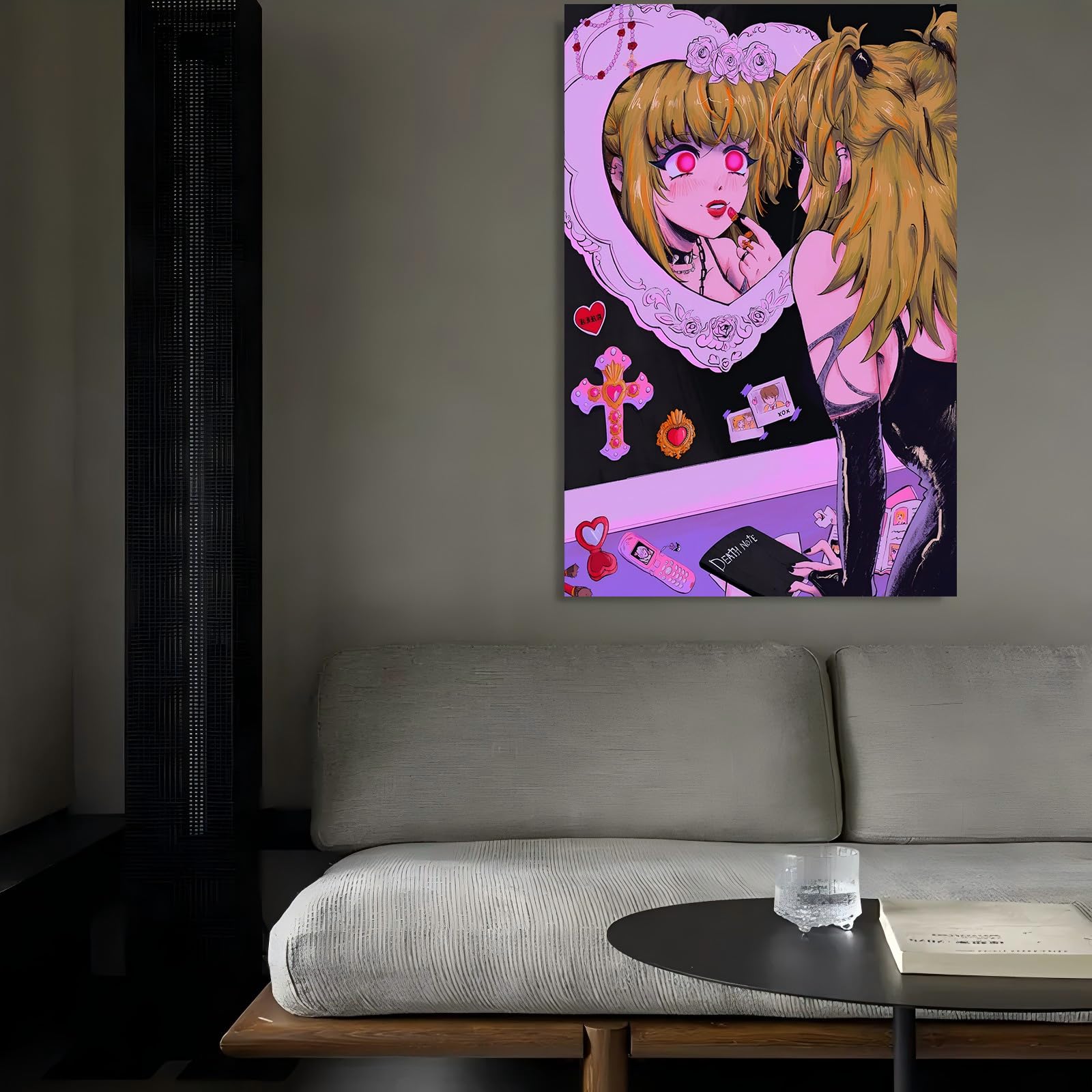 Retro Pink Anime Girl Poster Misa Canvas Posters Room Boys Bedroom Office Decoration Gifts Wall Art Decoration Printing Posters 12x18inchs(30x45cm)