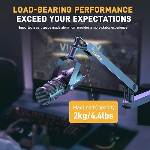 Miniatura 10 de MAONO Brazo de micrófono, brazo de micrófono con canales de gestión de cables, abrazadera de escritorio, montaje versátil y soporte de micrófono