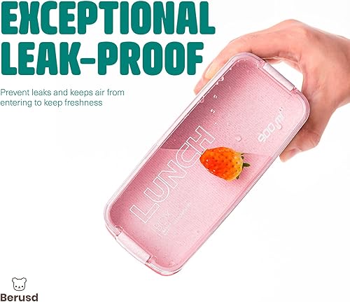Miniatura 2 de Berusd Bento Box - Juego de 3 recipientes apilables a prueba de fugas, kit de accesorios, sin BPA, microondas, congelador, lavavajillas