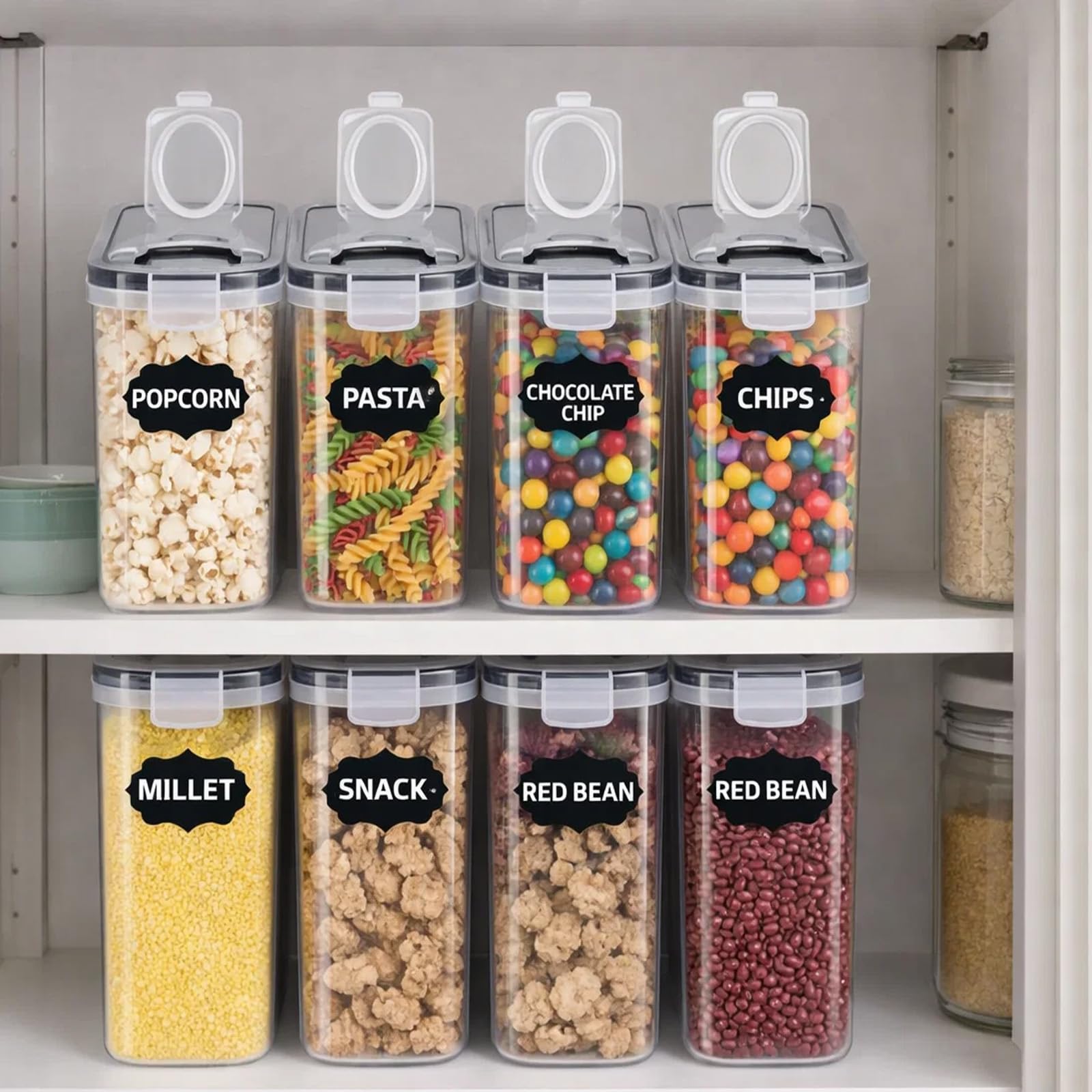 12er Müslibox mit Deckel 4L Vorratsdosen mit Deckel Etiketten luftdicht Aufbewahrungsboxl Küche Aufbewahrung Aufbewahrung für Mehl Müsli Reis Katzenfutter Hundefutter Futter Haustiere Nudeln