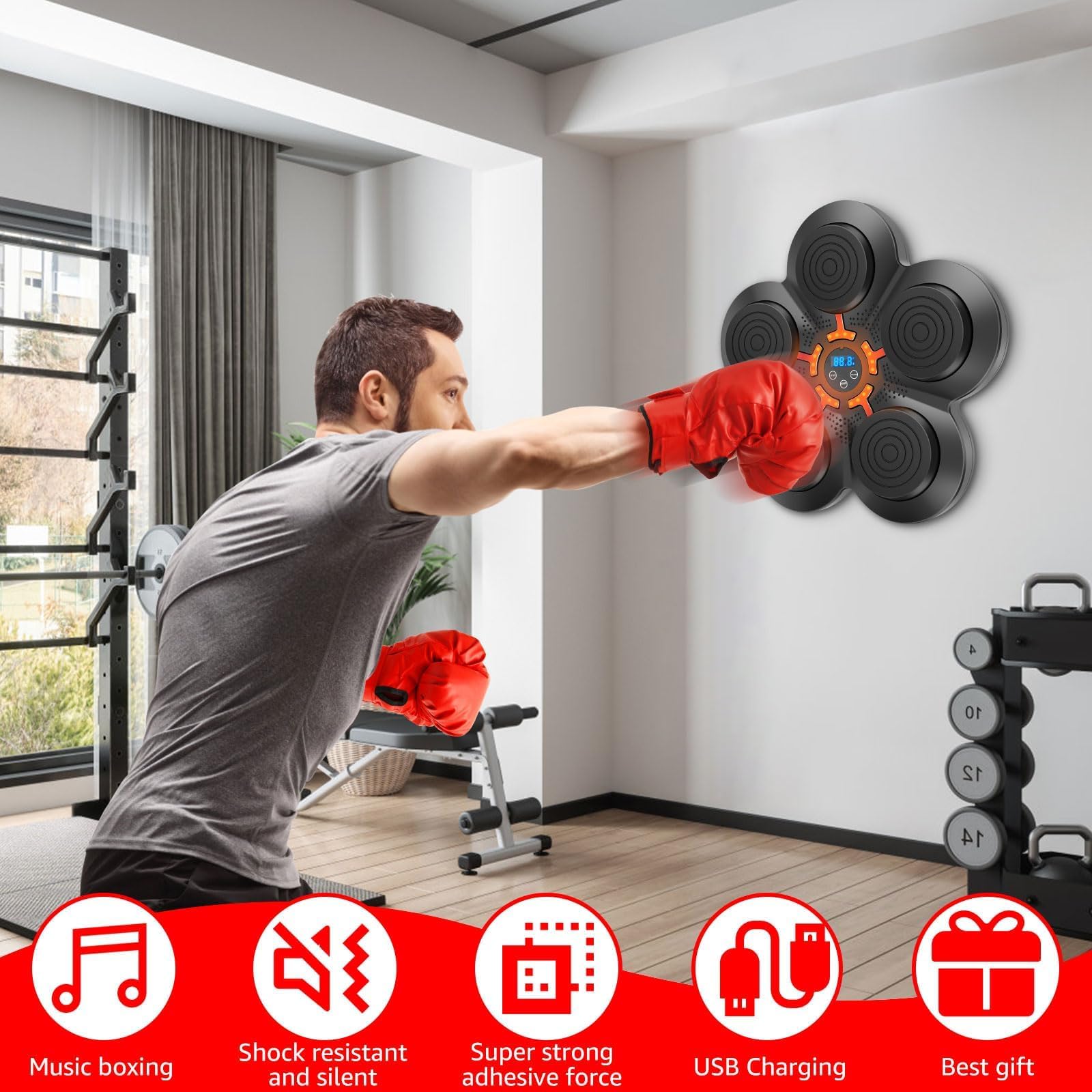 Music Boxing Machine, Musica elettronica Boxing Machine, Musica elettronica da parete Attrezzatura per l'allenamento, Divertimento elettronico intelligente Bluetooth montato a parete Boxing Tr
