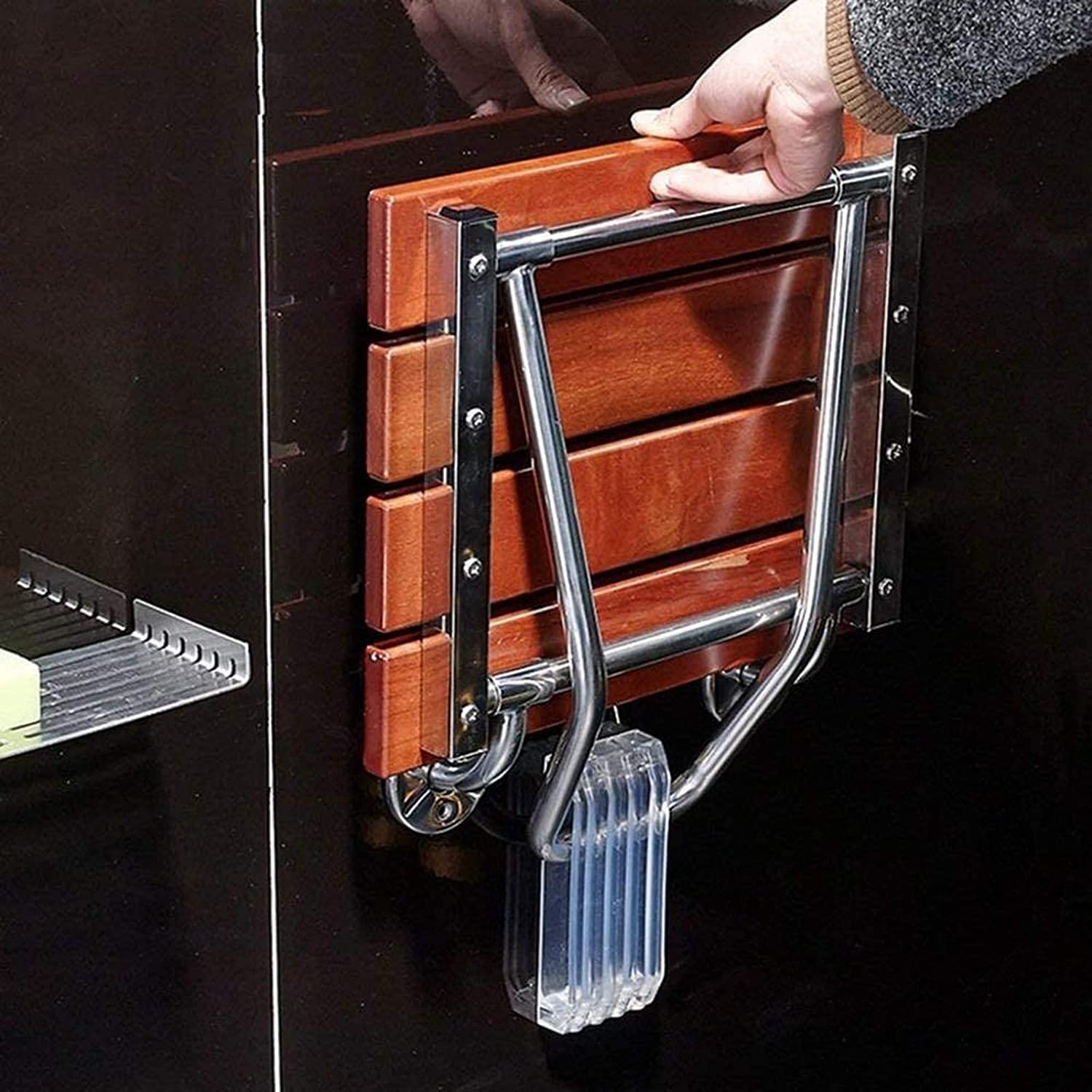 Asiento de Ducha abatible montado en la Pared Taburete for Asiento de Ducha, Taburetes de Ducha Plegables de Pared y Silla Asiento de Ducha Plegable de Madera Montado en la Pared Taburete de Zapatos d