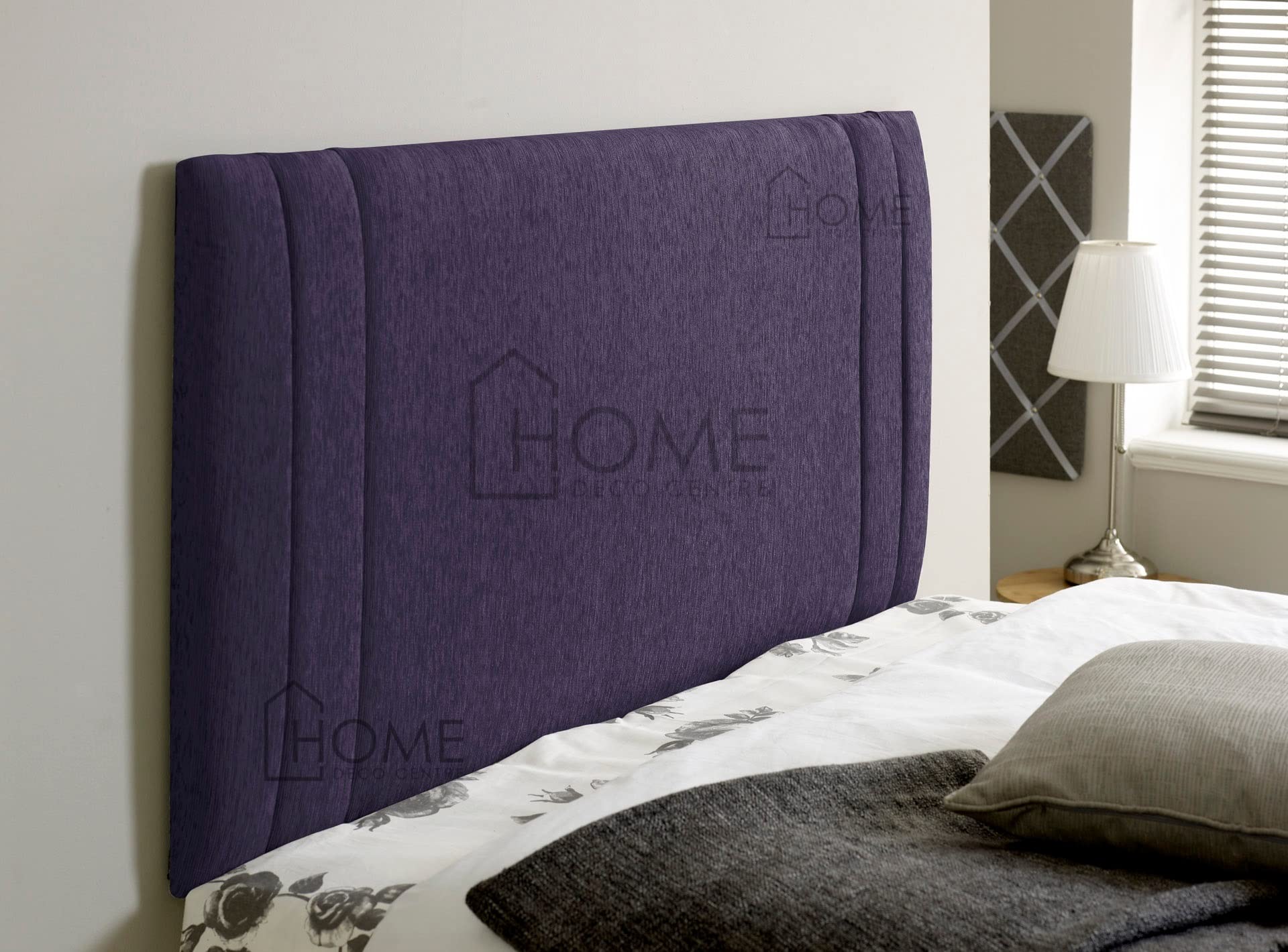 CROWNBEDSUK Denver Chenille Headboard 26 Inches high For a Divan Bed|Chenille|Material|Padded| (Purple, 2FT6(SMALL SINGLE))