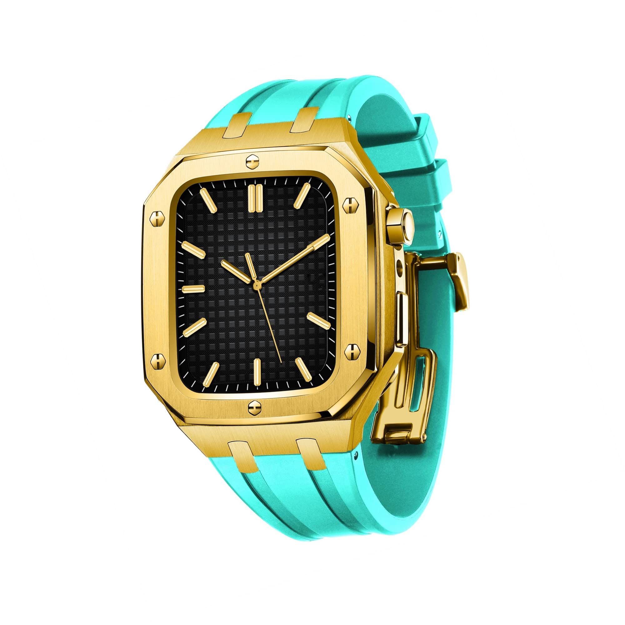Switch Smart Watch Case per Band Mod Kit 45mm 44mm, cinturino in gomma (colore: Preto, dimensione: 44 mm per 6/5/4/SE)