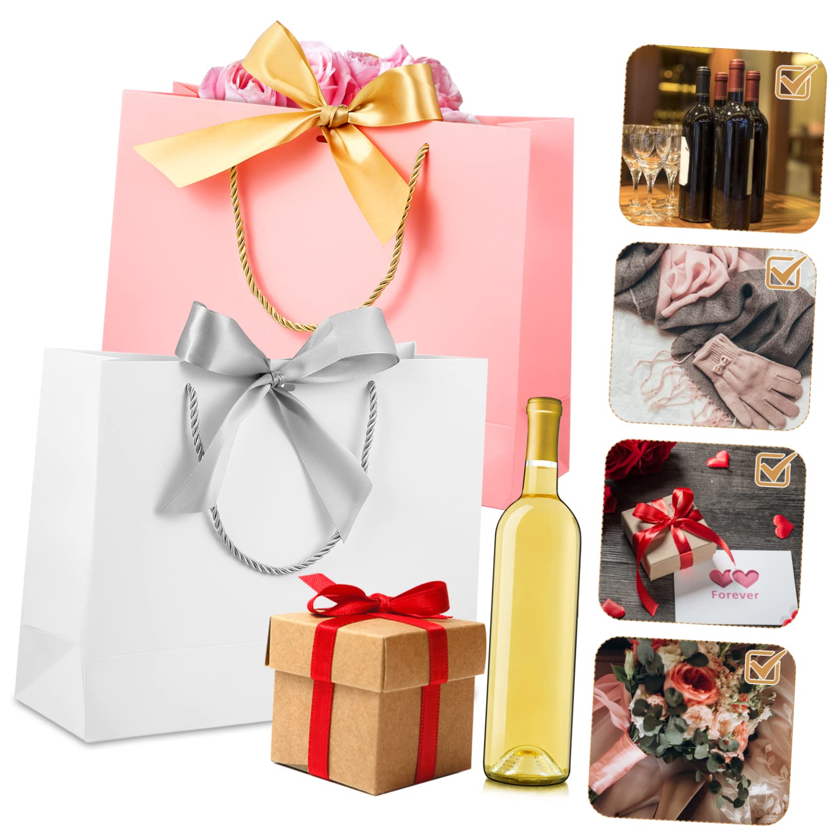SOESFOUFU 10stücke Papiertüten Mit Griffen Geschenktüten Aus Papier Tragbare Einkaufstüten Für Partys Hochzeiten Feiern Und Shopping