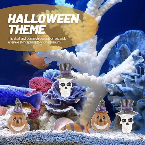 Miniatura 8 de POPETPOP 2 piezas de decoraciones de Halloween, decoración de calavera de acuario, decoración de Halloween, decoración de pecera, suministros