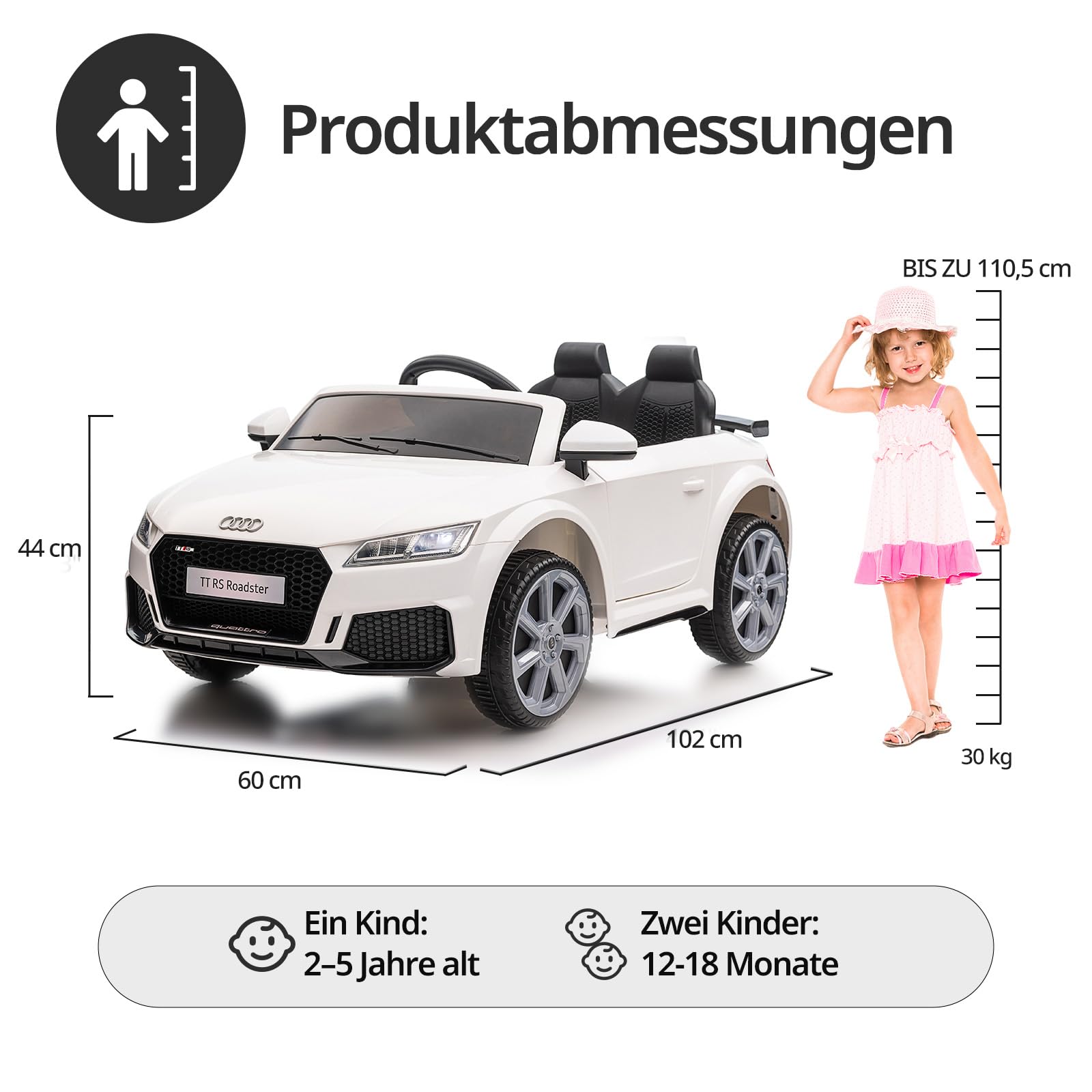 Audi Lizenziertes 12V Elektroauto für Kinder ab 3 Jahre mit Fernbedienung