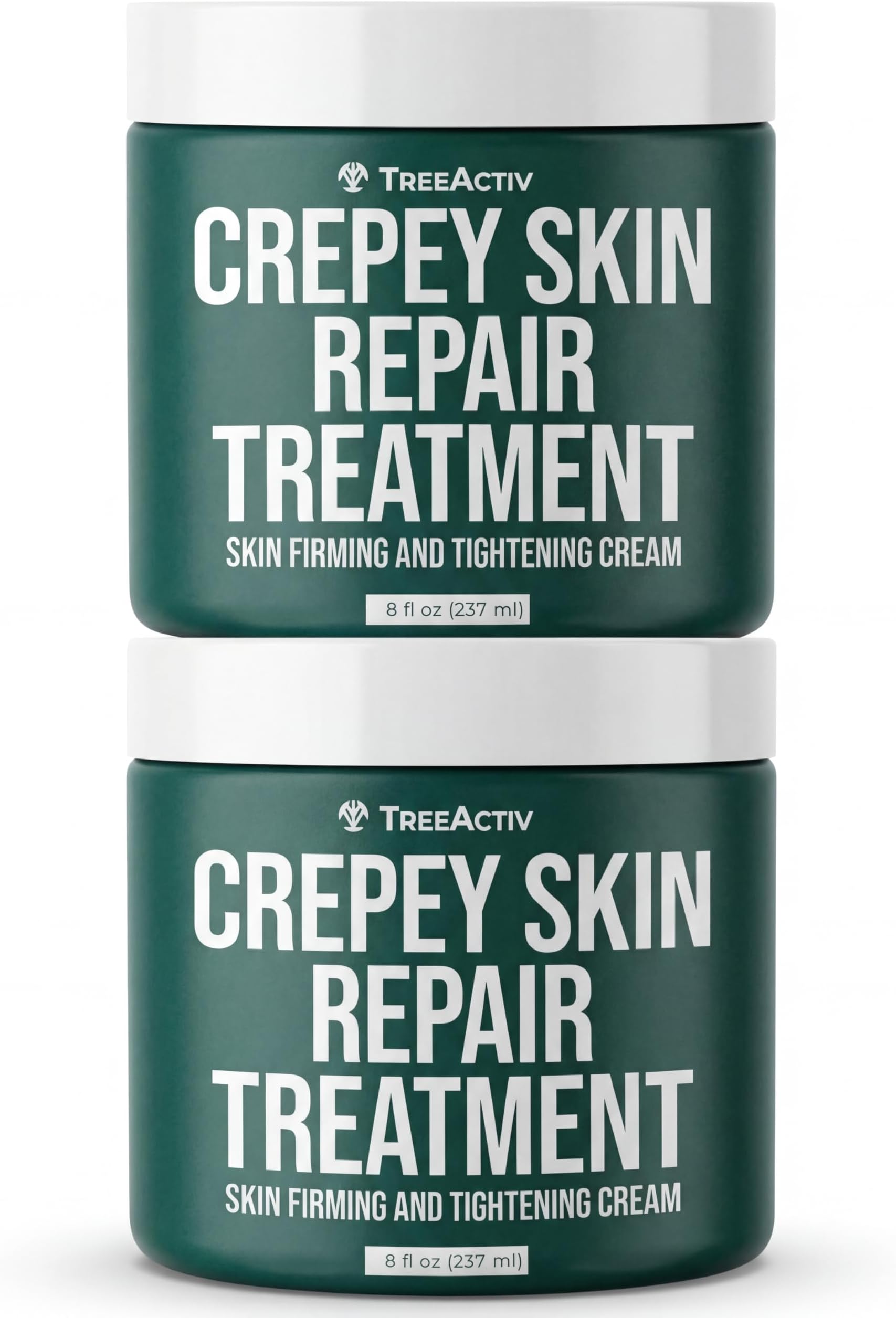 TreeActiv Crepey Skin Repair Cream, 2-Pack, Firming Cream For Face and Neck, Skin Firming and Tightening Lotion with Hyaluronic Acid, Designed to Hydrate Dry, Crepey-Looking Areas, 1000+ Uses