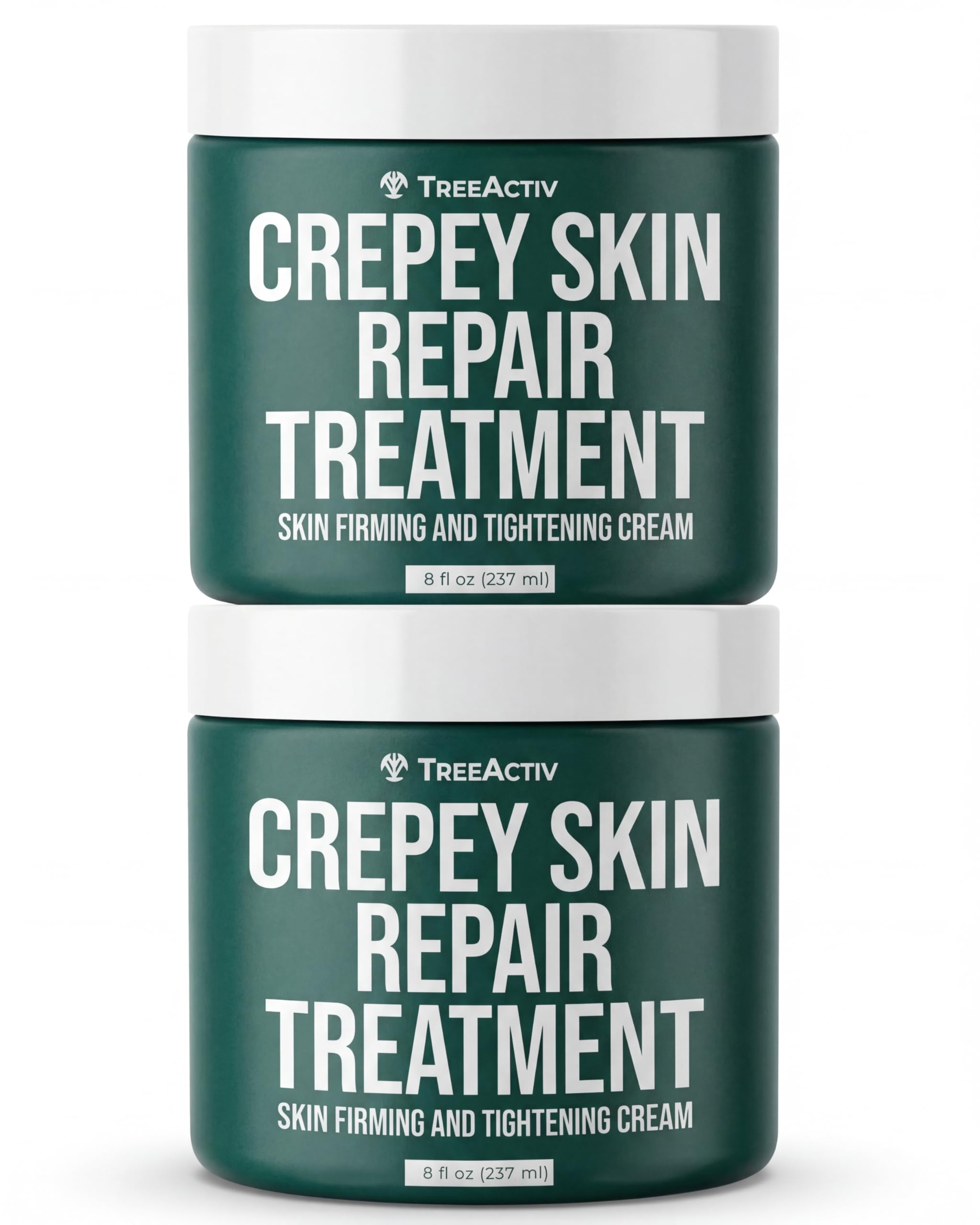 TreeActiv Crepey Skin Repair Cream, 2-Pack, Firming Cream For Face and Neck, Skin Firming and Tightening Lotion with Hyaluronic Acid, Designed to Hydrate Dry, Crepey-Looking Areas, 1000+ Uses
