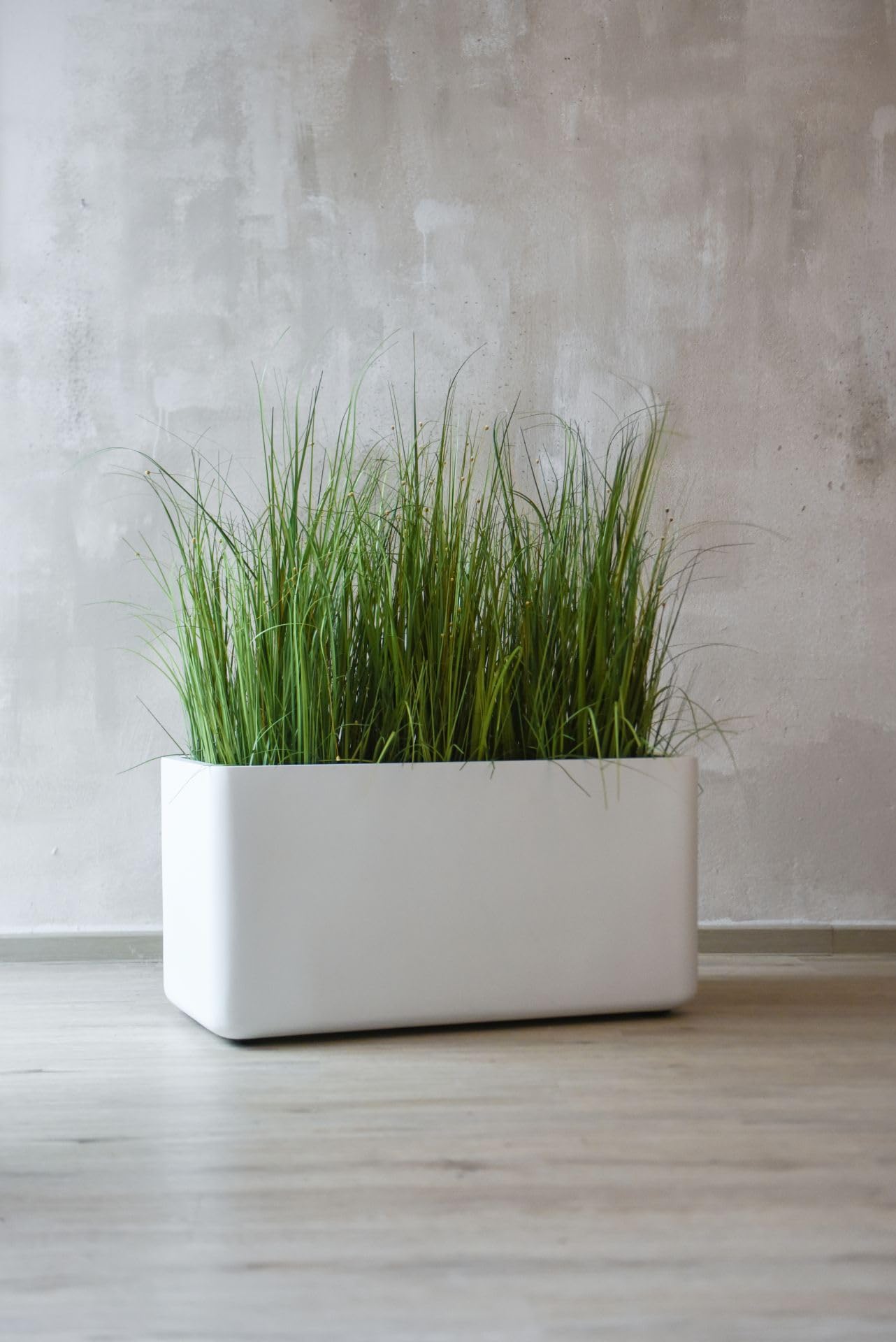 VIVANNO Pflanzkübel Maxi Round mit Rollen 80x40x40 - Blumenkübel Weiß Matt | Mobiler Pflanztrog aus Fiberglas, wetterfest & frostbeständig für Außen & Innen, rechteckiger Kübel mit abgerundeten Ecken