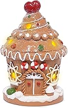 Hodao Christmas Decor Gingerbread House Decor with Ice Cream Design Battery-Powered (2 AAA), Christmas Village Houses 4.9" H Resin Holiday Display for Indoor Home Winter Gift (Ice Cream 4.9"-2)