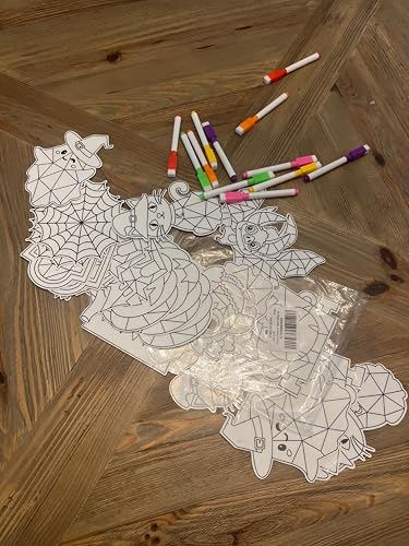 Qyeahkj 30 Pack Halloween Arts Crafts for Halloween Window Suncatchers Crafts Kit DIY Pumpkin Owl Monster Ghost Coloring Crafts Window Clings