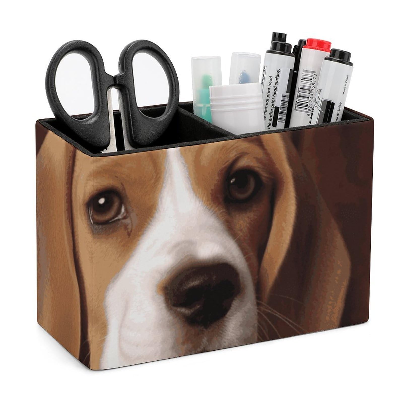JTREHY Ovely Pet Dog Beagle Pencil Holder Exquisite Fashion Leather Pen Receptacle Soft High-End Pen Container for Office Home Accessories Or Housewarming Present