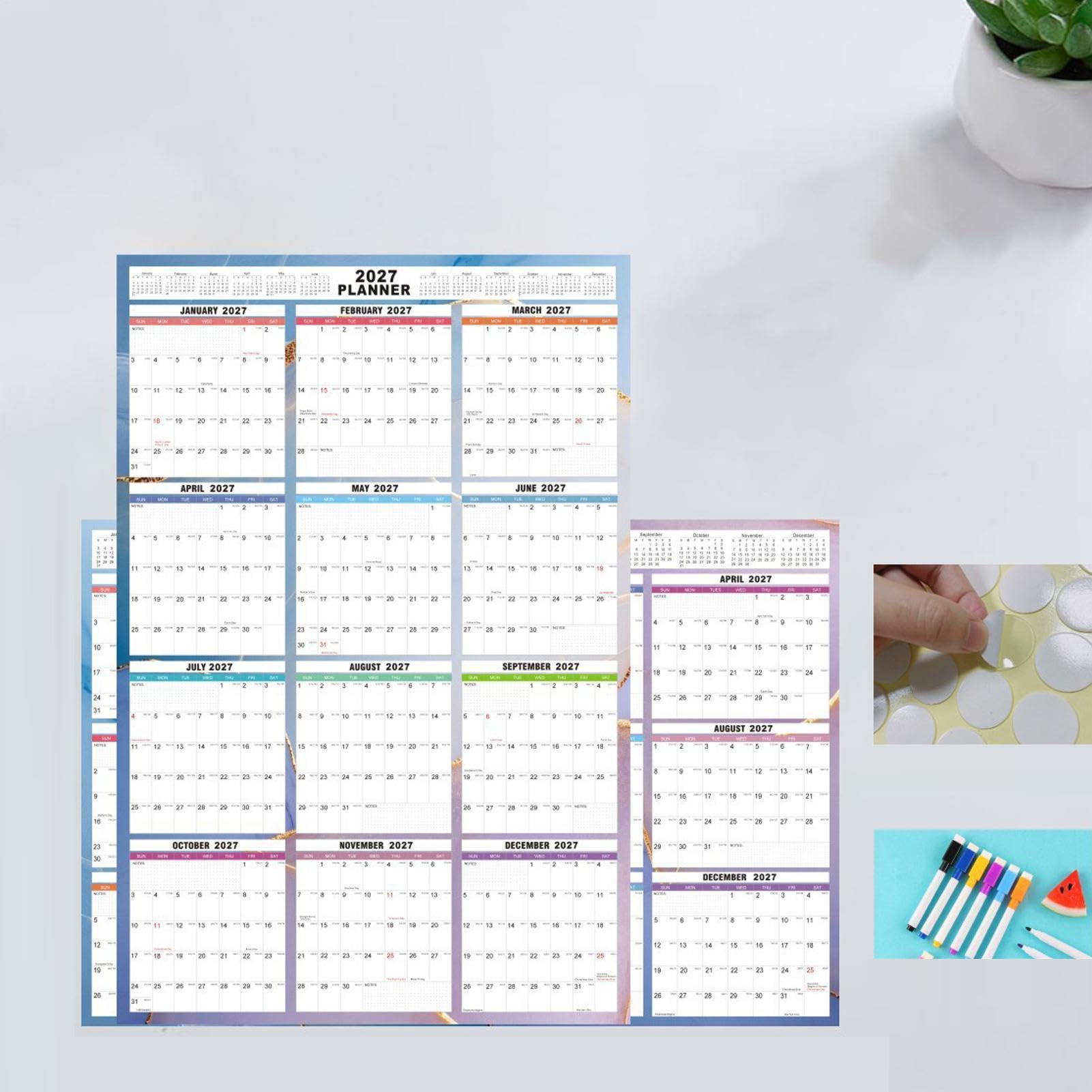 Calendrier mural annuel 12 mois vertical/horizontal
