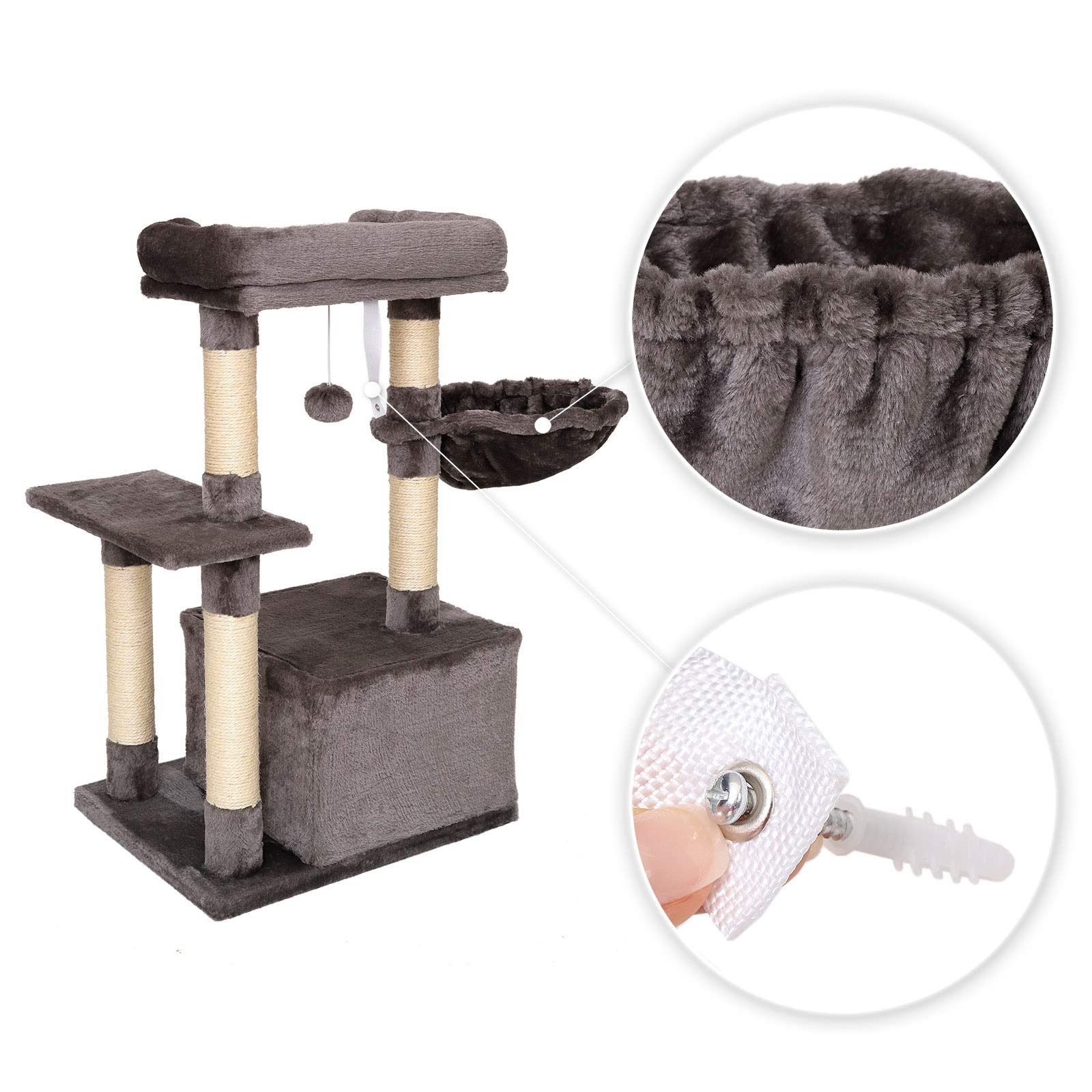 lionto Tiragraffi per Gatto Albero Tiragraffi Gatto Gioco Giocattolo Gatti Altezza 85 cm, Grigio Scuro