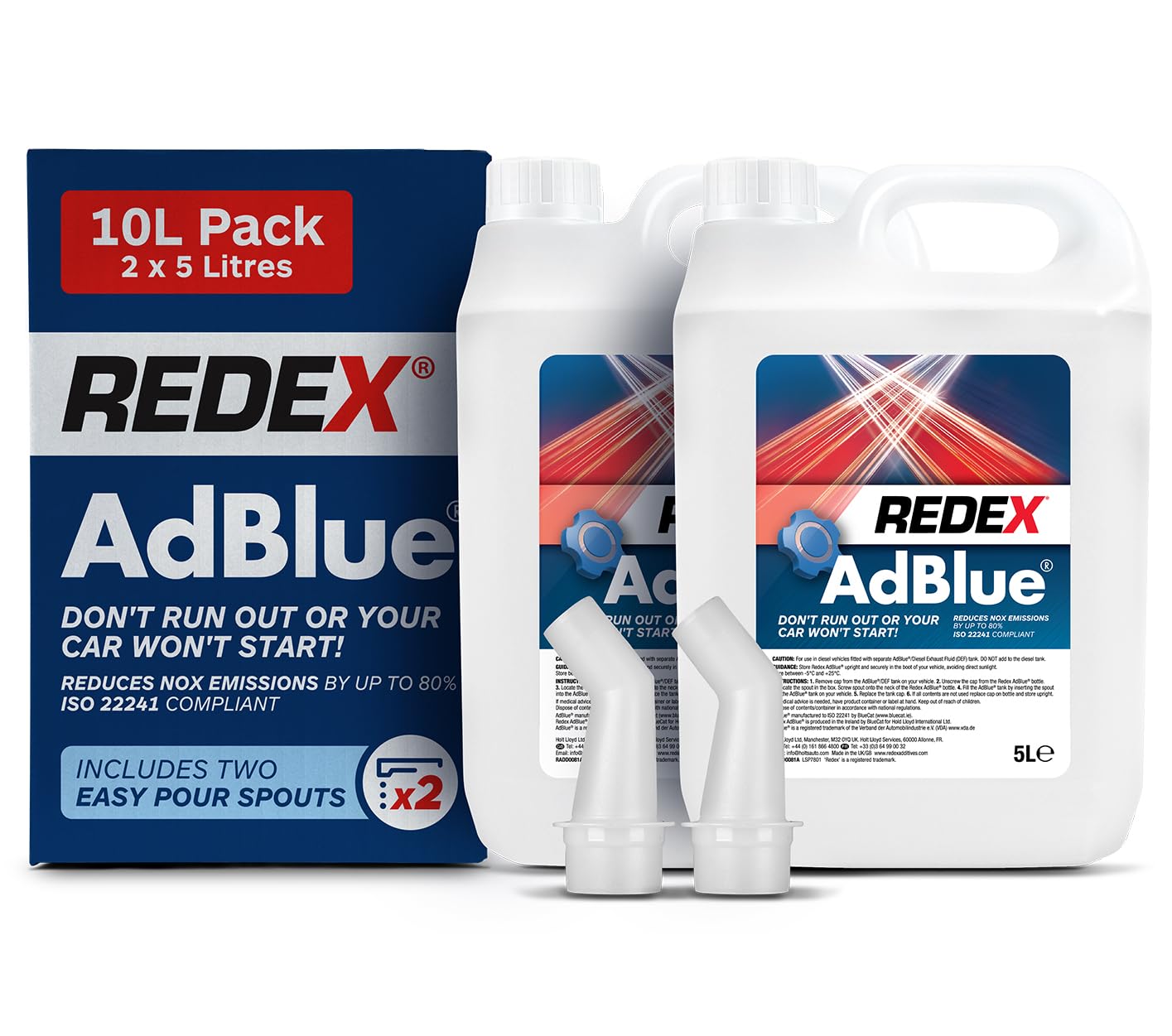 Redex AdBlue 10 Litres – ISO 22241 Diesel Exhaust Fluid for SCR Vehicles – 10L Total (2 x 5L) with Easy Pour Spouts – Reduces NOx Emissions — view 5