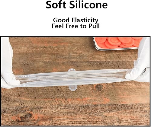 Miniatura 7 de TopHomer Juego de 6 tapas rectangulares de silicona elásticas, juego de 6 tamaños, reutilizables, resistentes, para mantener la comida fresca,