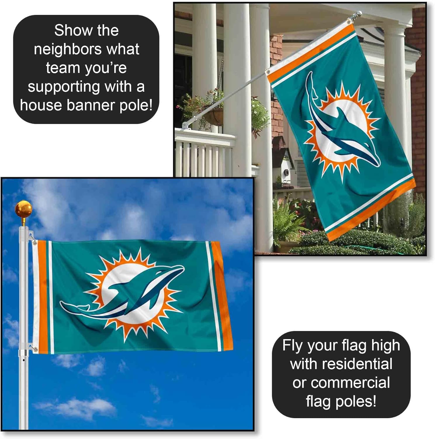 Miami Dolphins Large 3x5 Flag - Image 3