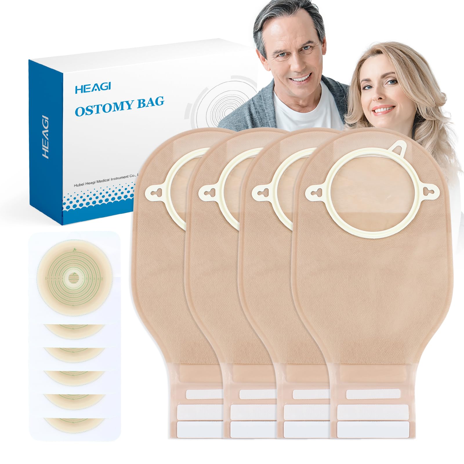 22 Pezzi Di Sacchetti per Colostomia, Sacche per Stomia a 2 Pezzi | 70 Mm Max, 16 Sacche per Stomia + 6 Barriere Cutanee, Sacchetti Drenanti a Due Pezzi Con Chiusura per La Cura Dello Stoma