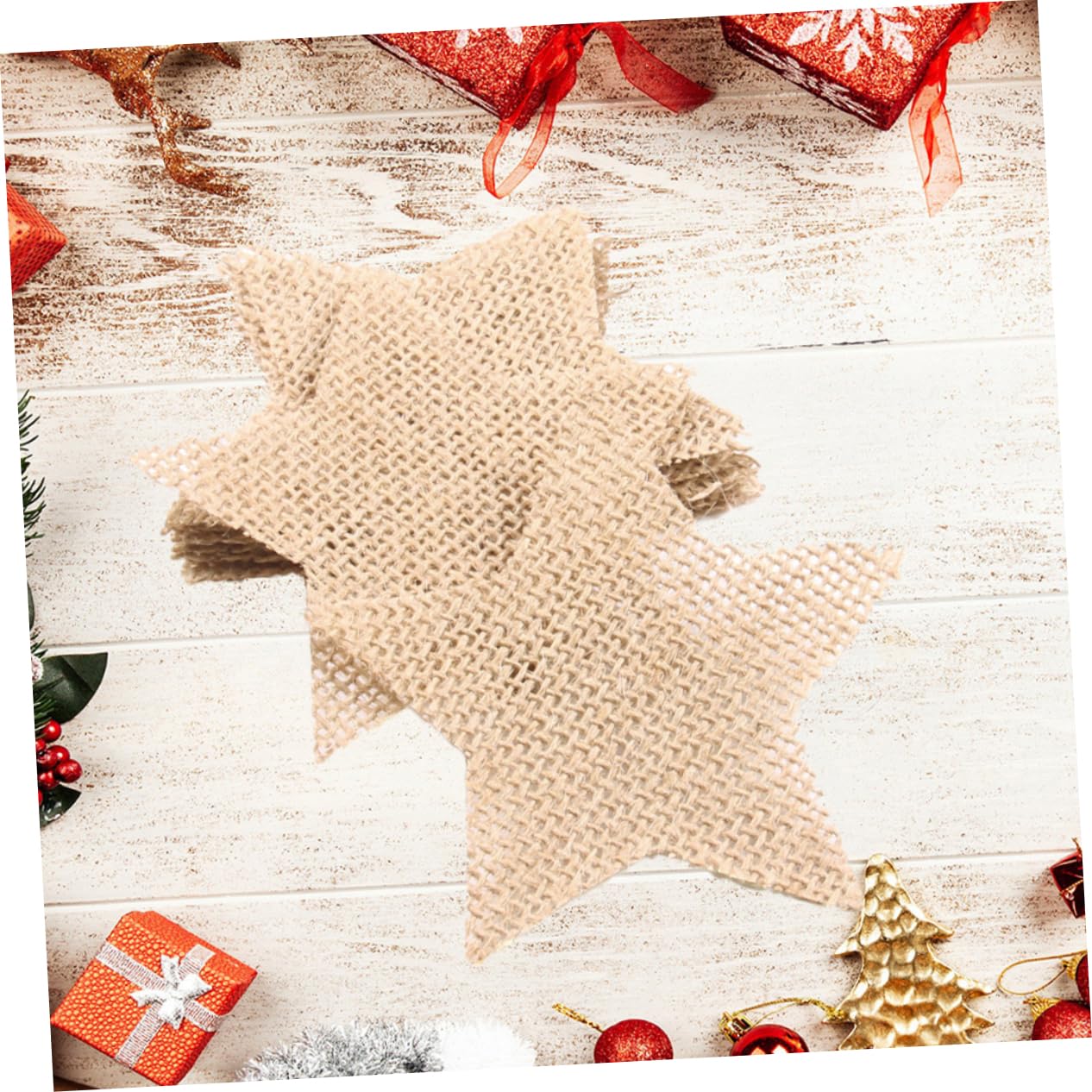EXCEART 80piezas Decoraciones Navideñas De Lienzo De Yute Cortes De Estrellas Para Manualidades Colgantes Para Árbol Puerta y Ventana