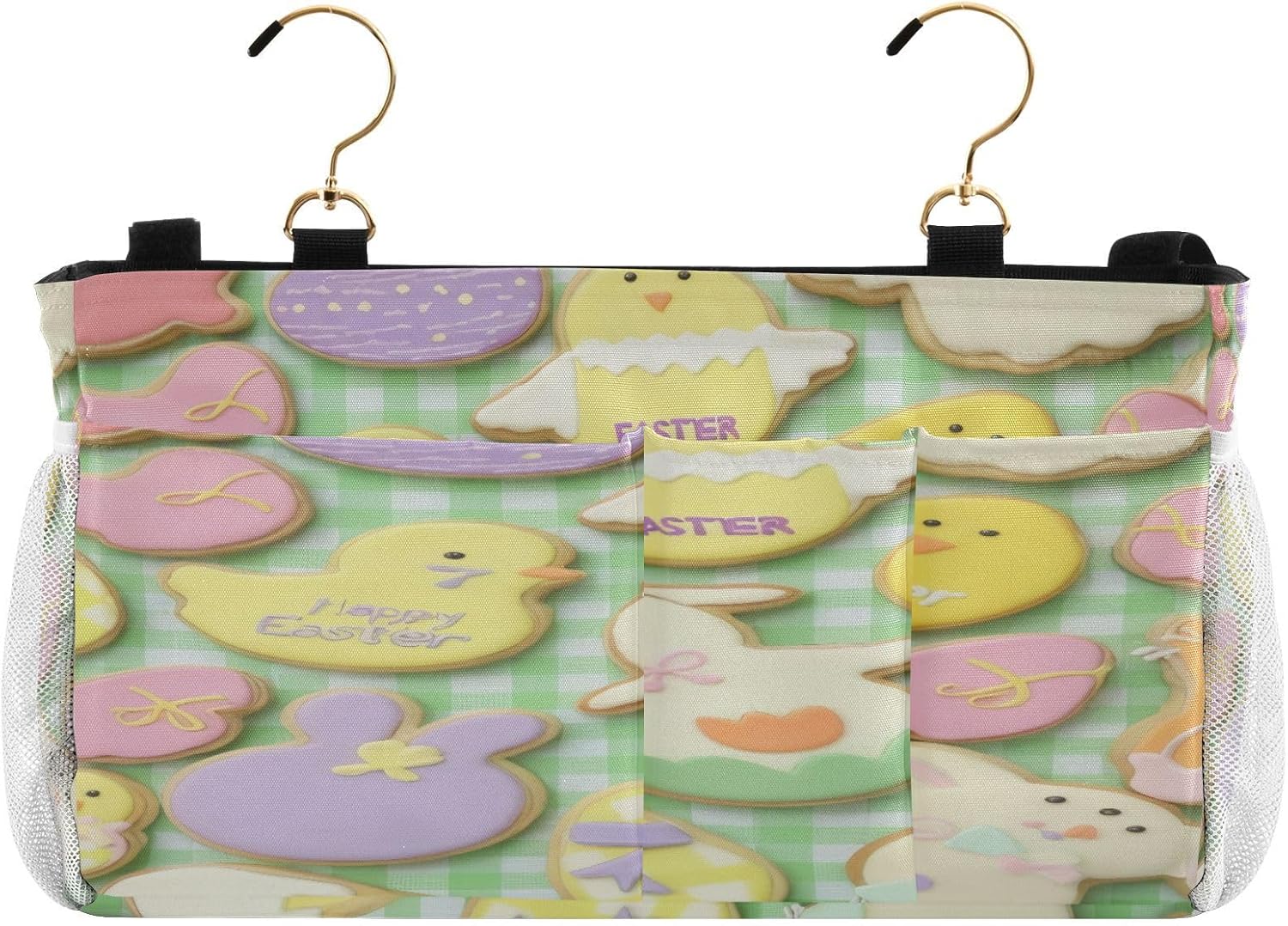 Bedside Caddy Hanging Storage Bag Funny Easter Biscuits Print Bedside Organizer Caddy for Bunk, Dorm Room, Hospital Beds - Place Magazines / Remotes / Keys