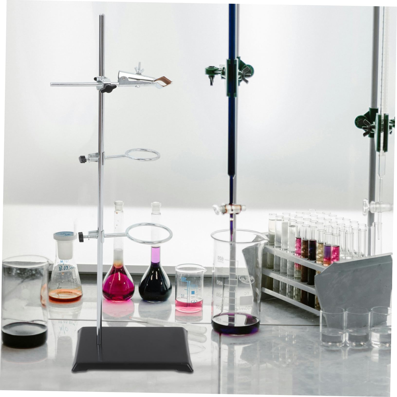 Alipis Klemmstange aus Edelstahl Ringständer für Labor Reagenzglashalter mit Klemmen Trichterhalter aus Edelstahl Chemie-laborstativ mit Klemmenset Laborstativ und Klemmenset für Experime