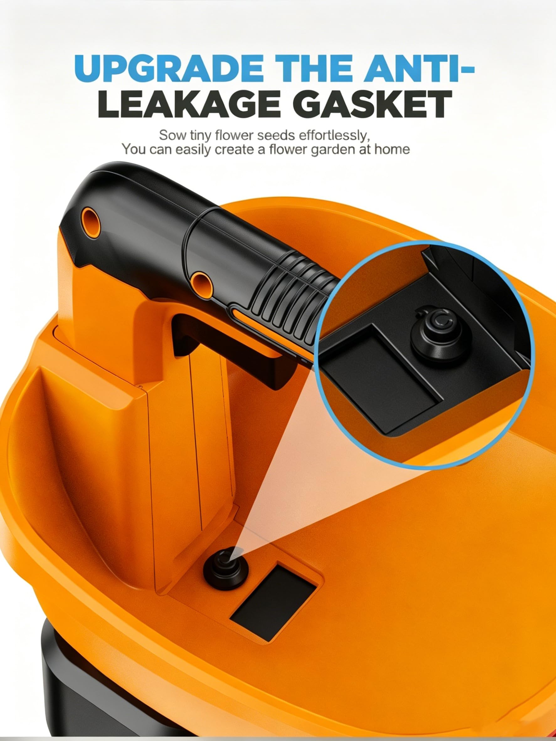 Esparcidor de semillas de césped inalámbrico, capacidad de 5,5 litros, batería de 1500 mAh, 6 ajustes de velocidad, 8 niveles de extensión, cubre 800 m² para fertilizante, semillas de césped y arena