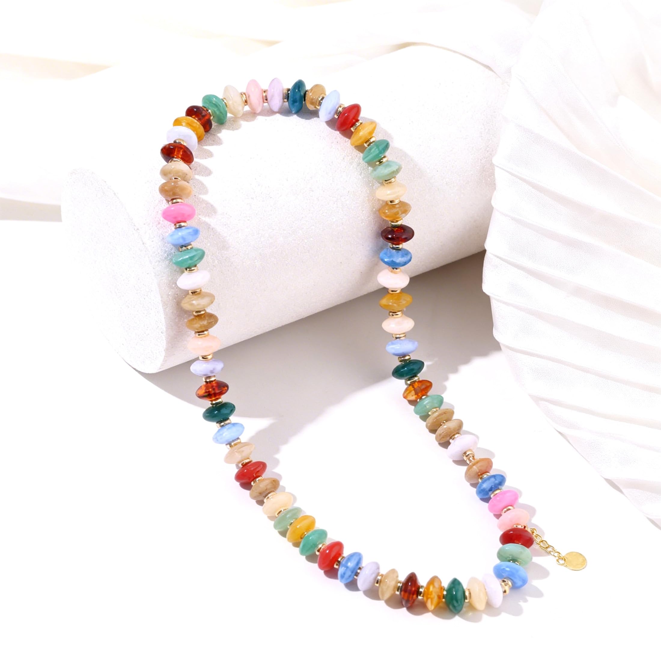 Colorful Beaded Necklace for Women Unique Resin Beads Choker Necklaces Boho Statement Chunky Necklace Summer Vacation Jewelry — view 7