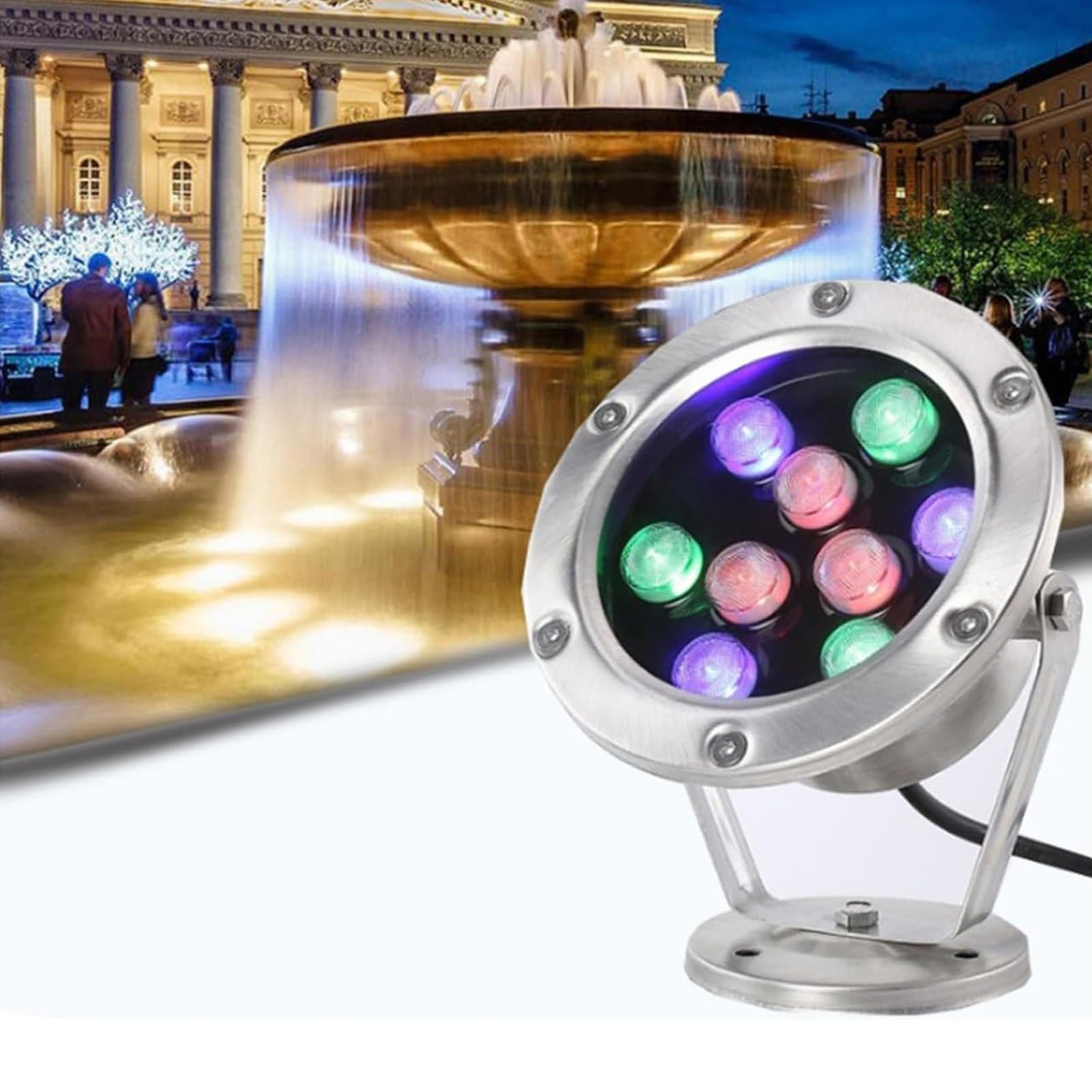 Lampa podwodna do basenu, zanurzeniowa lampa LED, wodoszczelność IP68, reflektor wpuszczany, obrót AC 12 V, oświetlenie krajobrazu, dekoracja do ogrodu i trawnika (niebieska, 36 W)