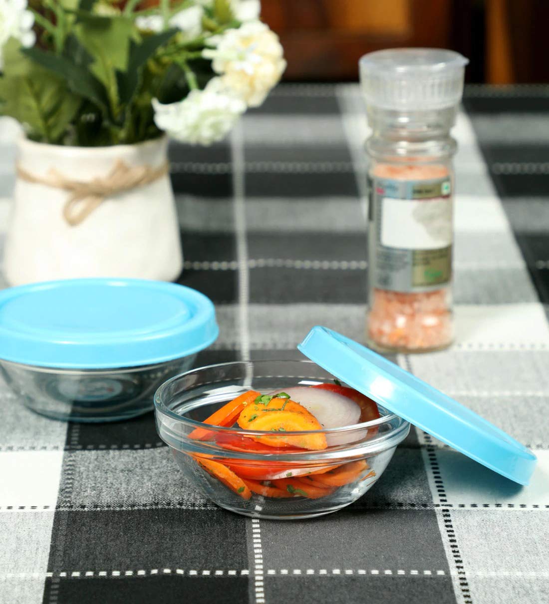 IncrizmaMultipurpose Stackable, Serving/Storage Bowl with lid Set of 2-210 ml (Random Color Lid)