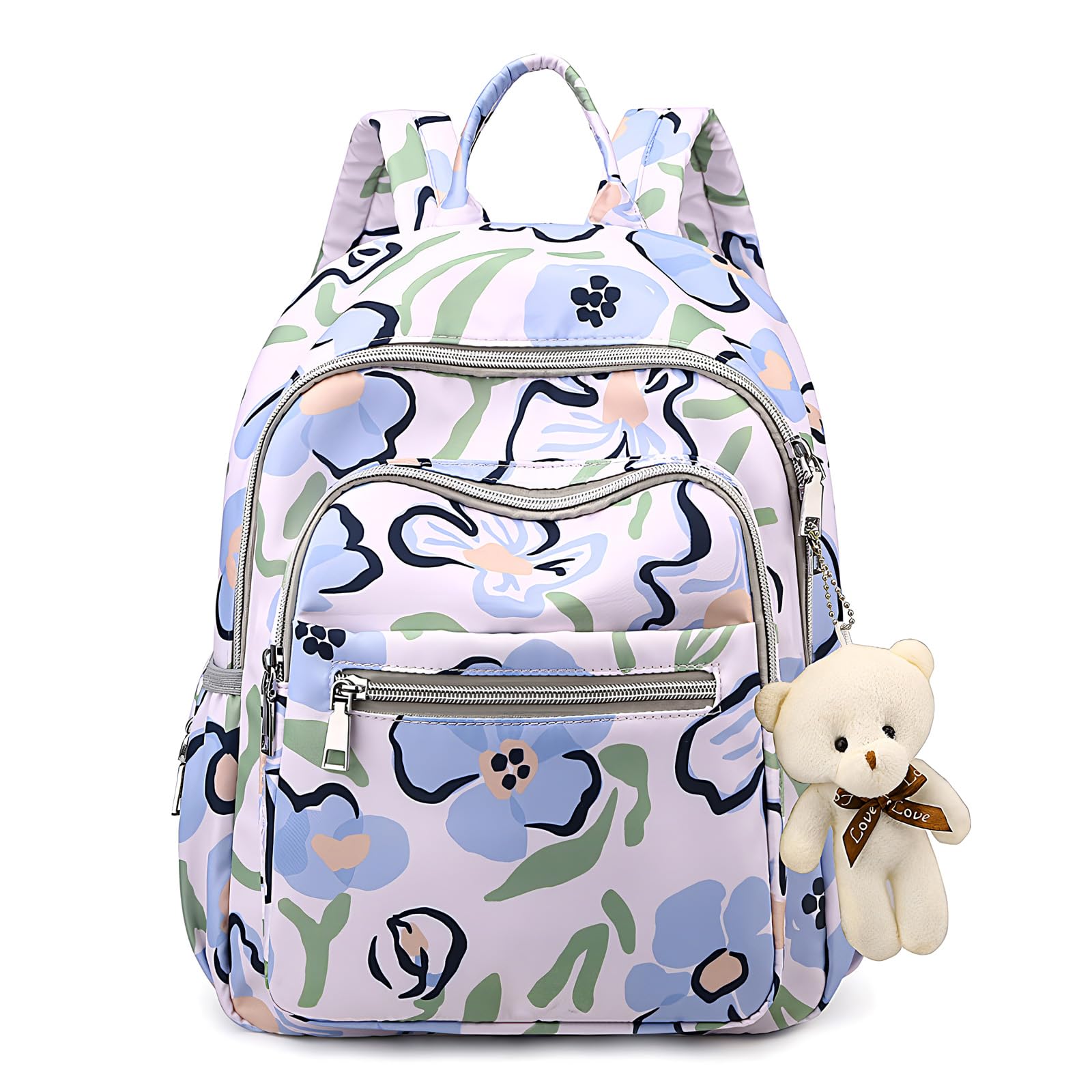 SONARIN Multi-Pockets Waterproof Baby Changing Bag Backpack,Large Capacity Diaper Bag Portable Travel Nappy Changing Bag Maternity Bag with Stroller Straps for Mom & Dad(Blue Flowers)