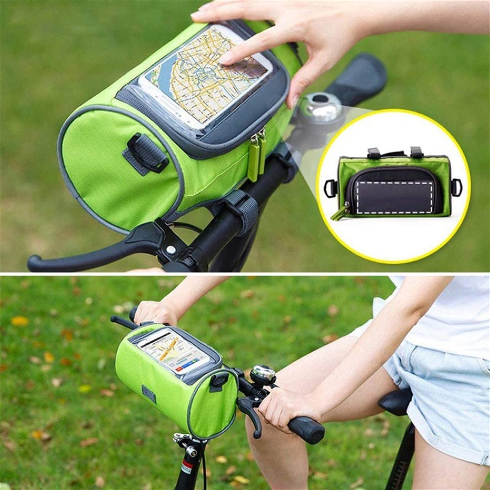 Bolsa Delantera for Bicicleta, Bolsa Frontal de Gran Capacidad con Pantalla táctil, Equipo Ciclismo Resistente a la Lluvia