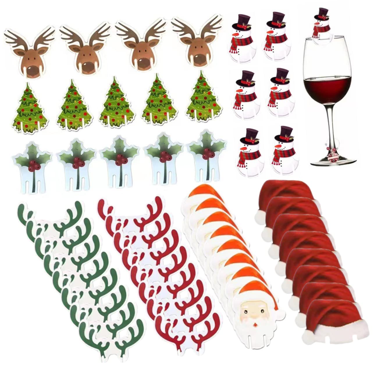 VINTORKY 80pcs Wine Glass Clip Charms Drink Cup Decor Cup Marker Wedding Wine Glasses Wine Cup Identifiers Wine Charms Funny Drink Markers Drink Garnish Christmas Tags Glass Cups Charm Wood
