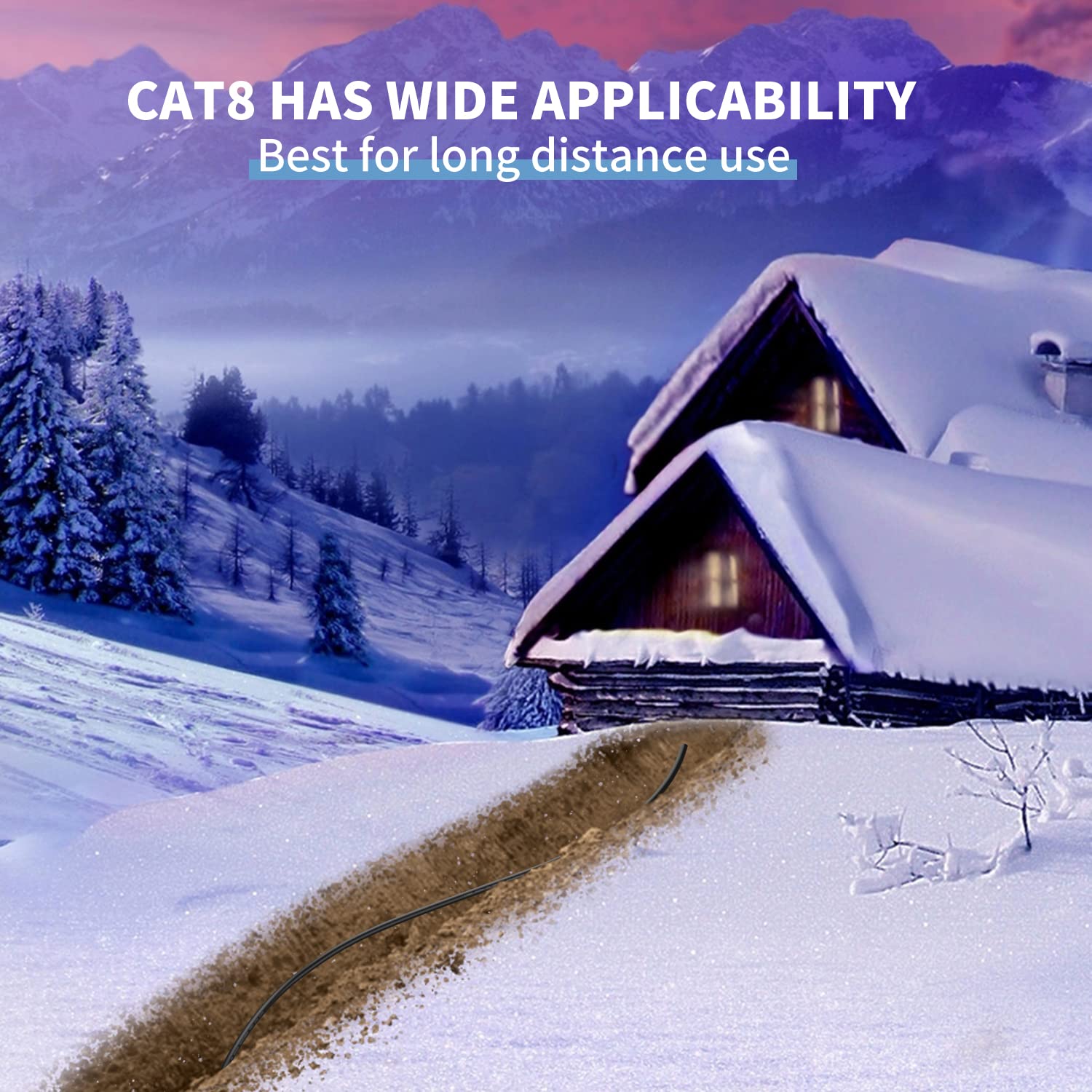 Cavo Ethernet CAT 8 per esterni 100 m, 40 Gbps-SFTP-2000MHZ-CAT8, cavo di rete RJ45 schermato, 100 m, rotondo, nero