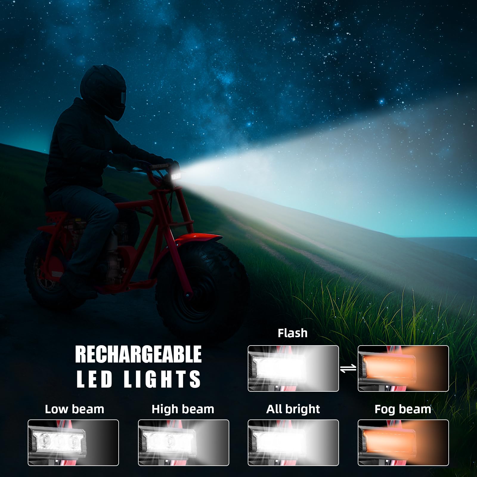 Mini Bike, Gas Dirt Bike, Minibike, Hoverheart Gas Powered Mini Bikes for Adults, 99cc-4 Stroke Pit Bikes with Led, Dirtbike Motorcycle Max Load 200 Lbs