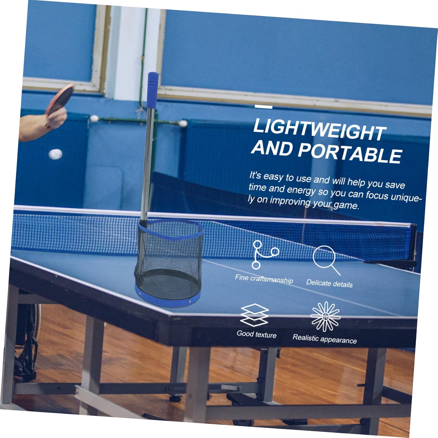 Pingpong Ball Retriever Table Tennis Picker Bag Portable Net Bag for Balls Game Room Tool