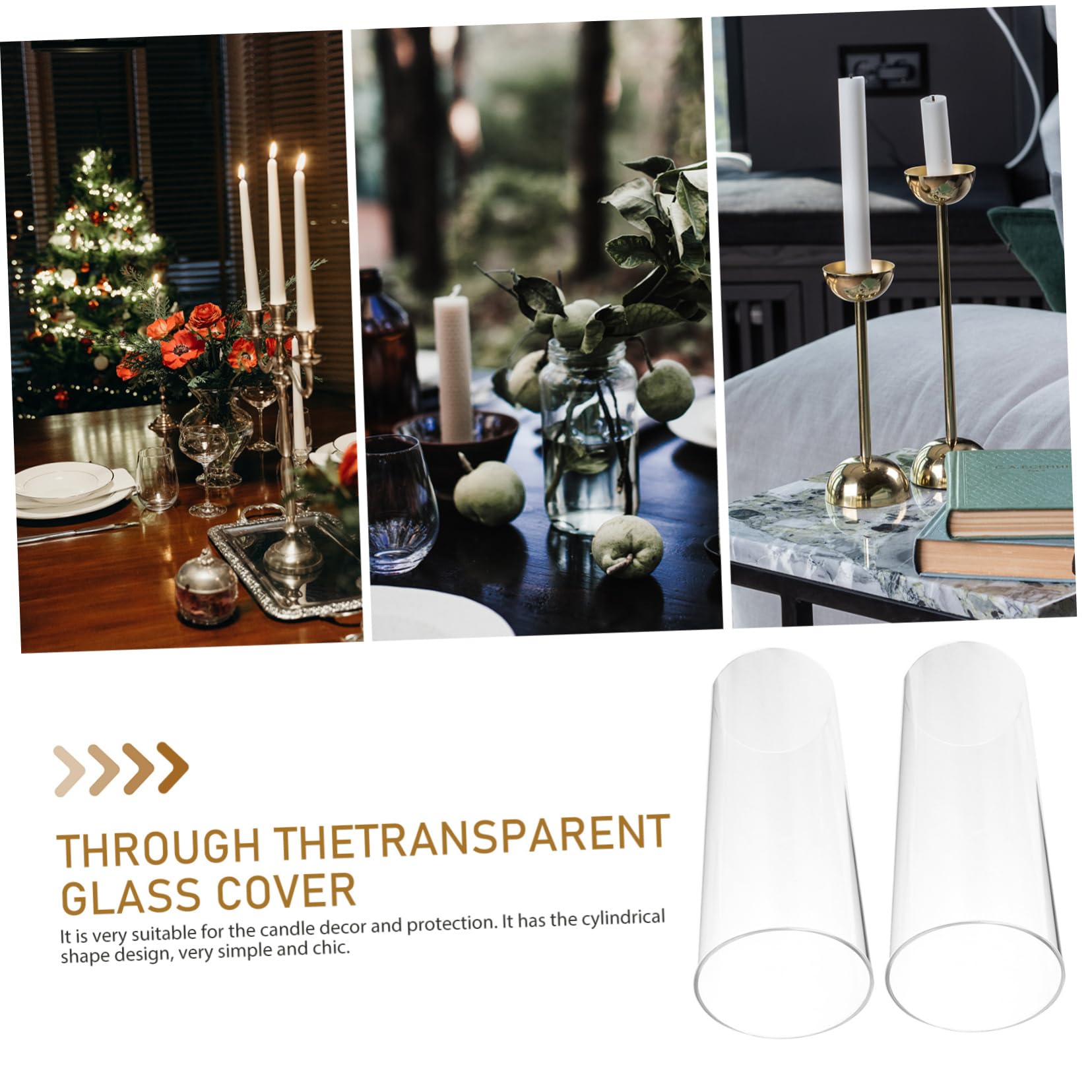 VOSAREA Couvercles en Verre Borosilicaté Transparents Protection Coupe-vent et Décoration 4pcs pour Tubes de Bougies pour Petits Décors DIY