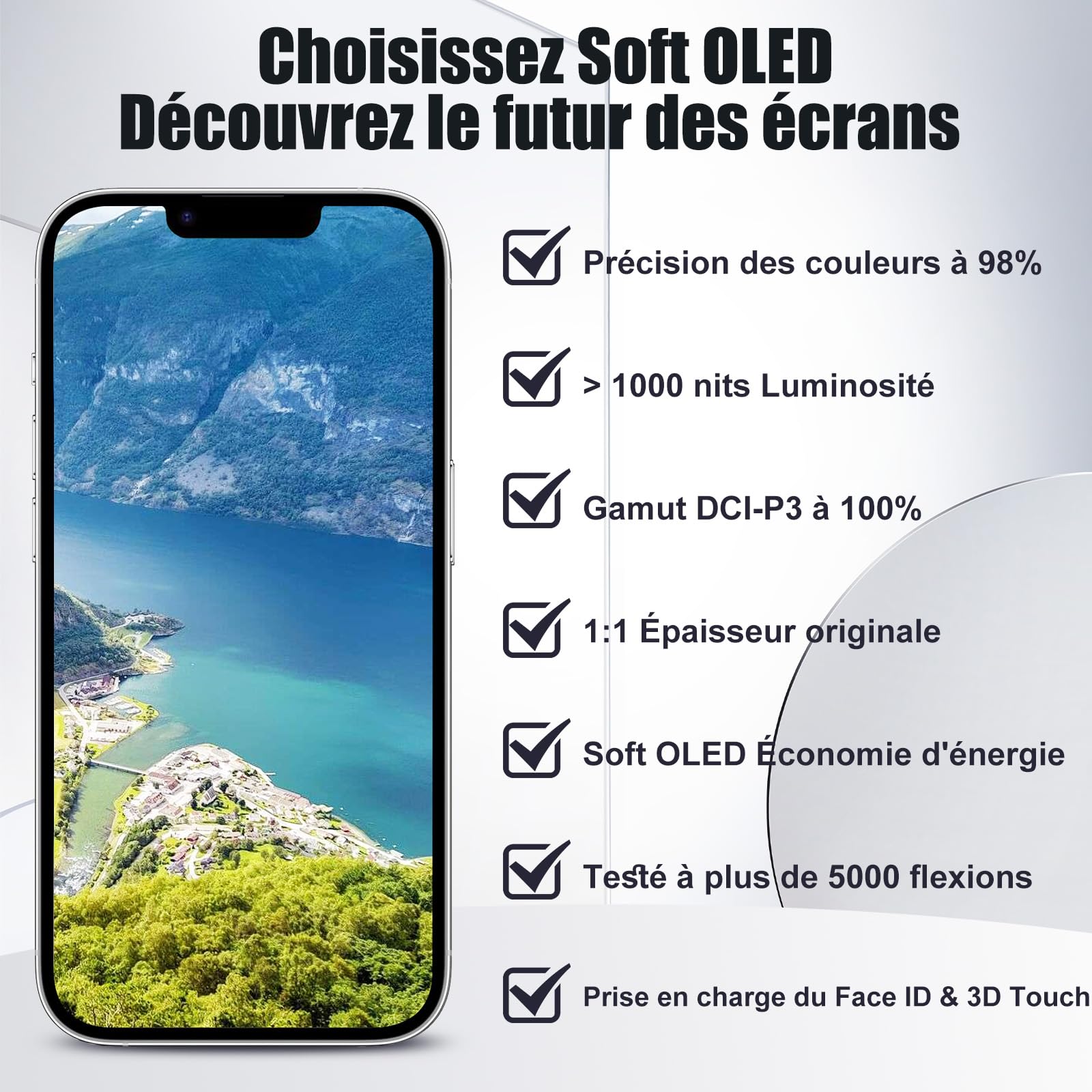 DIGI4U Ecran pour iPhone 14 OLED, Full HD Compatible Face ID Retina 3D Touch True Tone avec Assemblage Digitizer, Kit d’Outils de Réparation et Adhésif Étanche