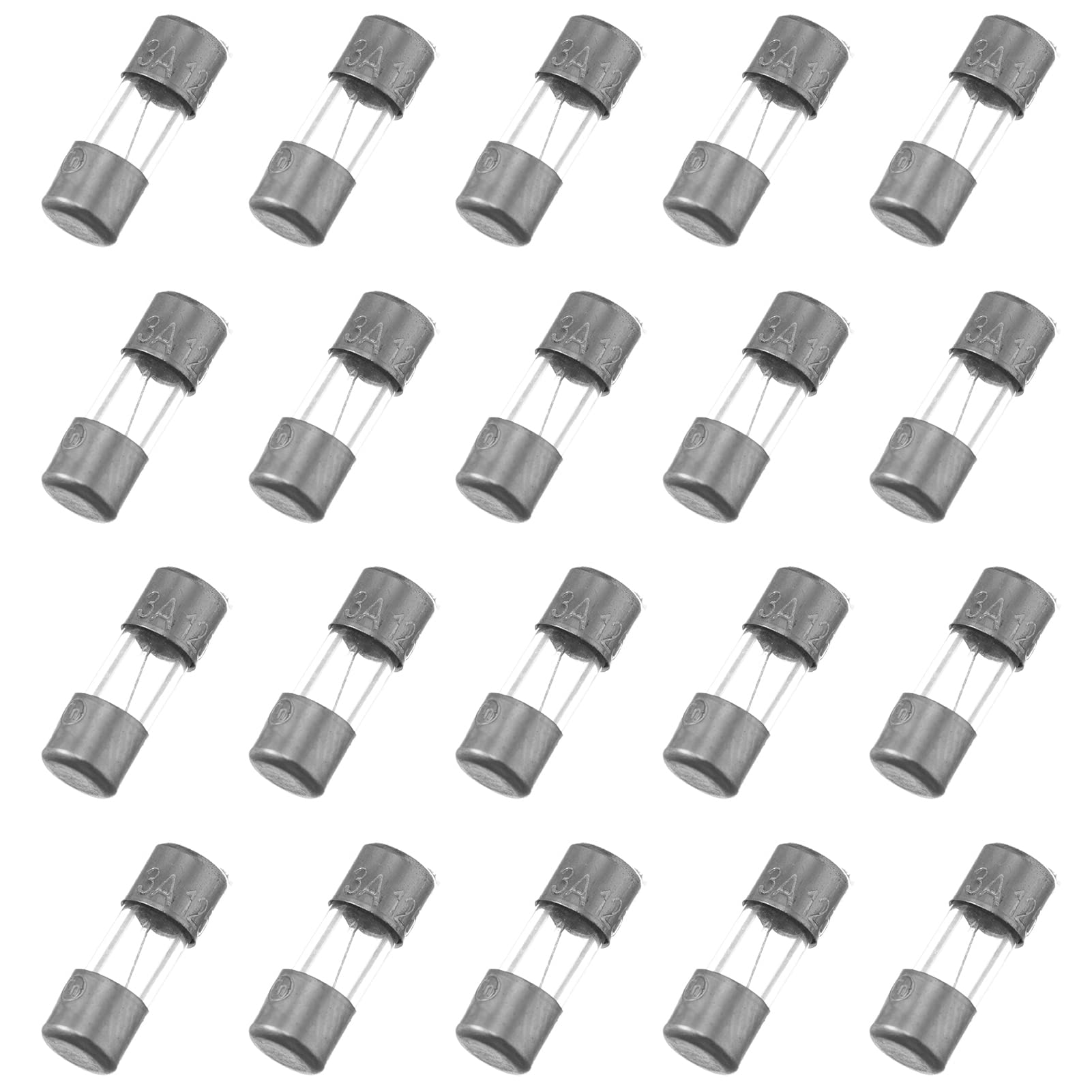 Bridgold 20pcs F5AL Christmas Light Fuses 3A 125V/3Amp 125Volt 3.6x10mm/0.14 x 0.39 inch Mini Glass Fuses Replacement for Outdoor C9 String Xmas