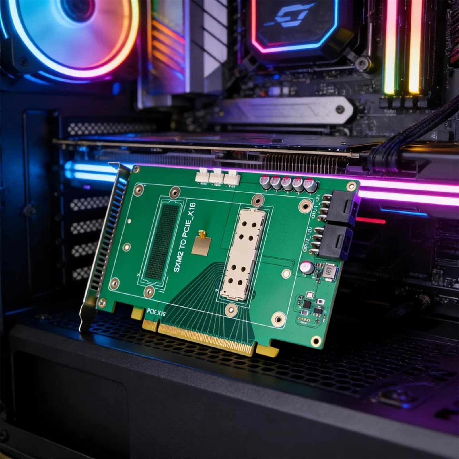 Duty Scheda grafica GPU Adattatore SXM2 a PCIe X16 Rilevamento della temperatura di espansione per P100 V100 Accessori Espansione GPU per
