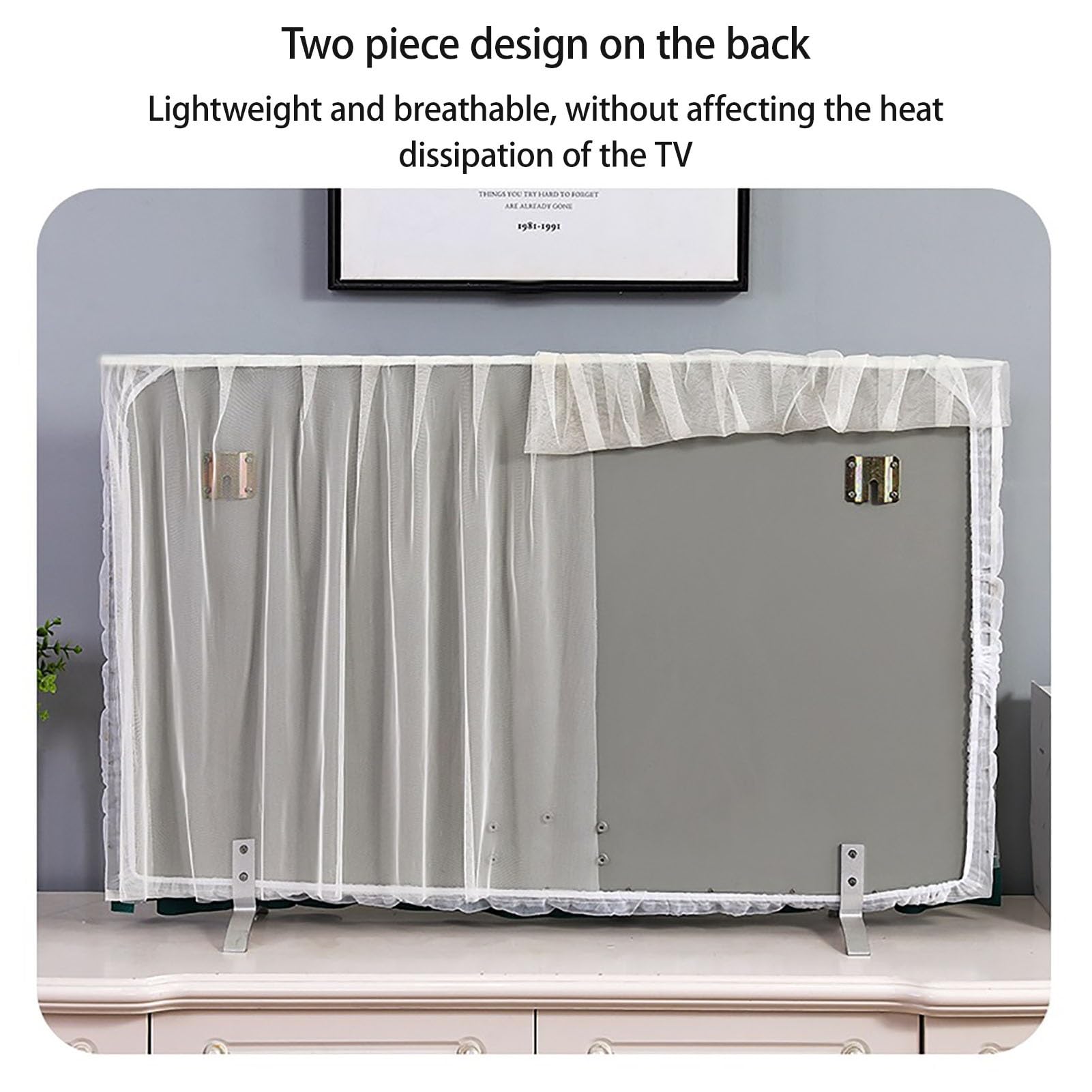 Copertura TV per Interni 32"-70" Pizzo Proteggi Schermo TV Scudo Antipolvere Leggero, Tessuto Lavabile Copertura Antipolvere per TV LED E LCD, Facile da Installare(Verde,54-55 inch)
