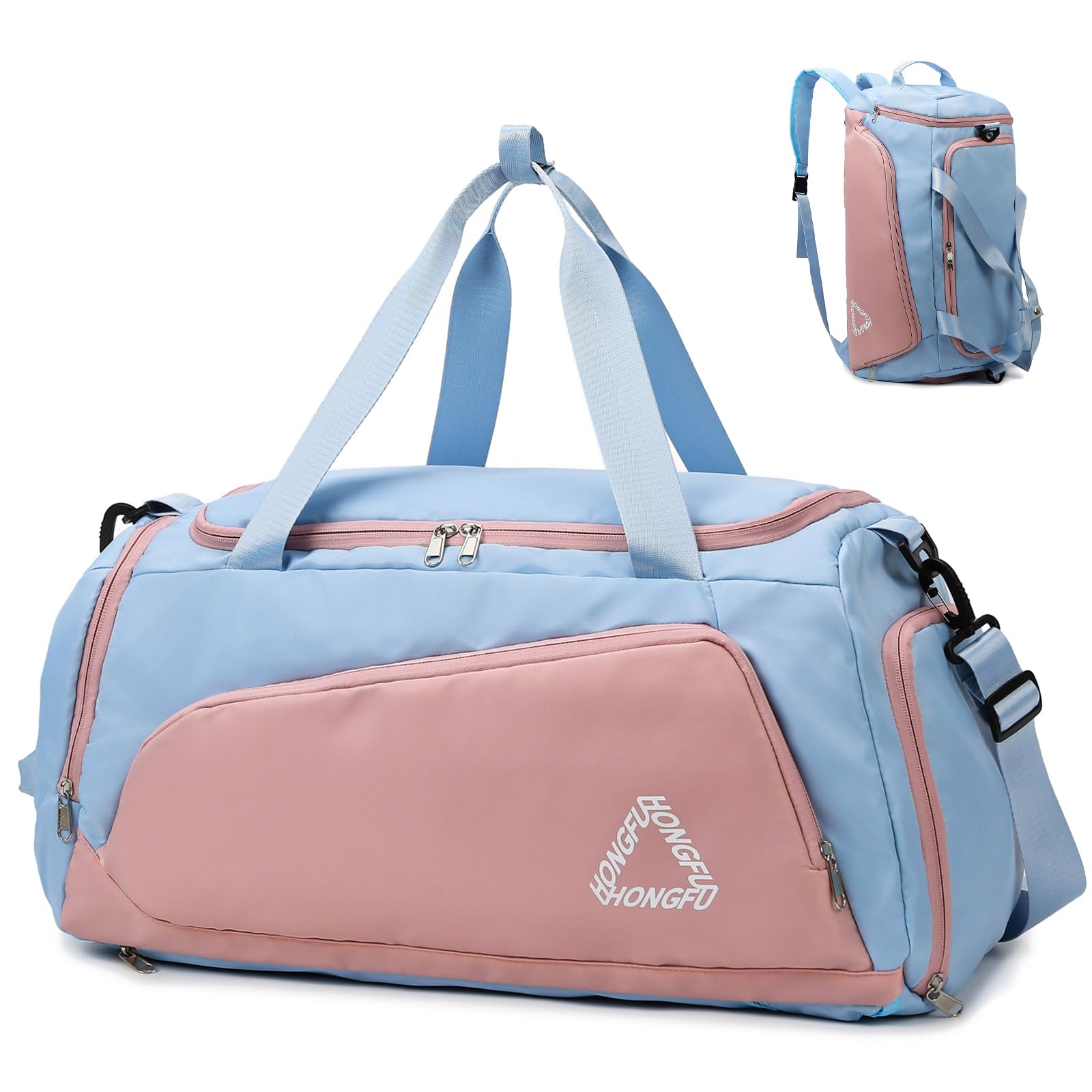 Eslcorri Gym Duffle Bag for Women Men, Sports Backpack with Wet & Shoe Compartment, Fitness Overnight Weekender Bag for Yoga, Swim, Travel (C,