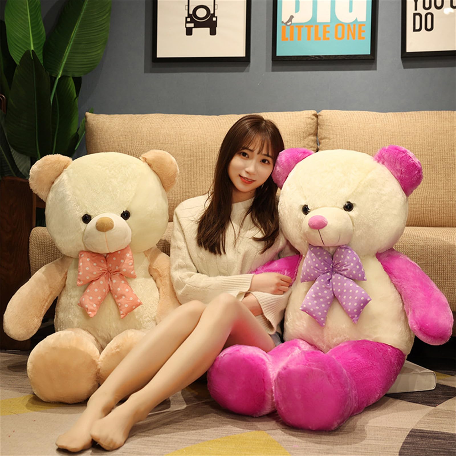 TeddybäR PlüSchtier, Groß TeddybäR XXL Deko BäR, Weich XXL Kuscheltier, Gewichtskuscheltier,TeddybäR Schleife Fliege, Geschenk FüR Kinder Erwachsene Schlafzimmerdekoration (80cm,zi)