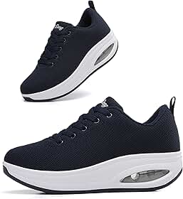 Tênis feminino confortável | Sapatos para mulheres viajando | 5 cm Air Cushion Rocker Bottom