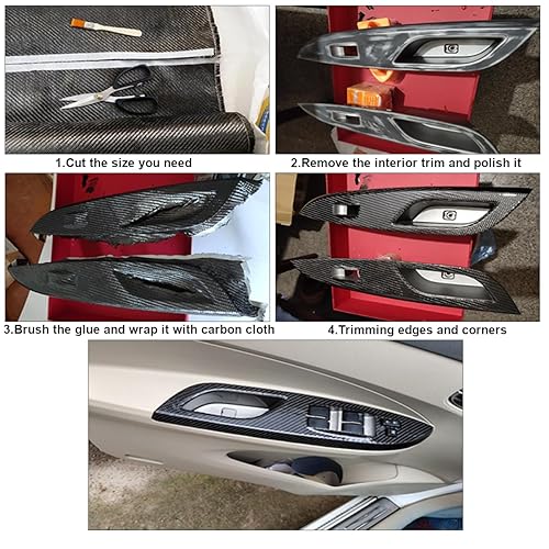 Miniatura 6 de Rollo de tela de fibra de carbono de 3.28 pies x 12 pulgadas, tela de malla de fibra de carbono, hoja de fibra de carbono, rollo de tela pura para