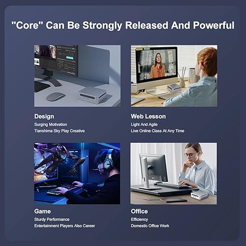 Miniatura 6 de Mini PC, PC de cine en casa, Windows 11 Pro Mini computadora de escritorio con AMD 3750H (hasta 4.0 GHz) 16GB DDR4+512GB M.2 NVMe SSD, NUC, servidor