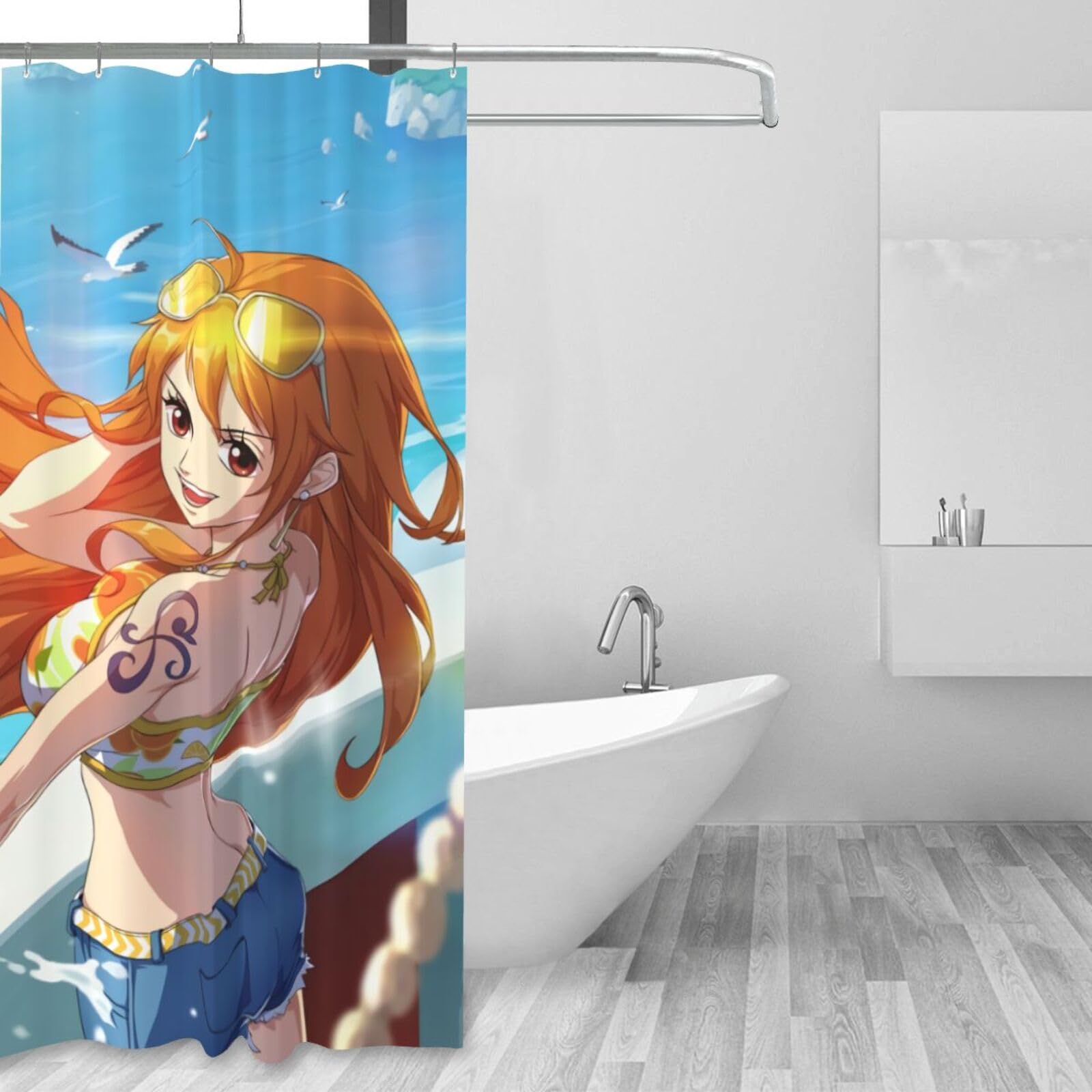 Amazon.co.jp: シャワーカーテン ワンピース ナミ おしゃれ 防水 防