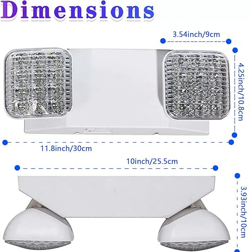 Miniatura 6 de Luces de emergencia LED con batería de respaldo, luz de emergencia comercial ajustable de dos cabezales, certificación UL, CA 120277V, accesorios de