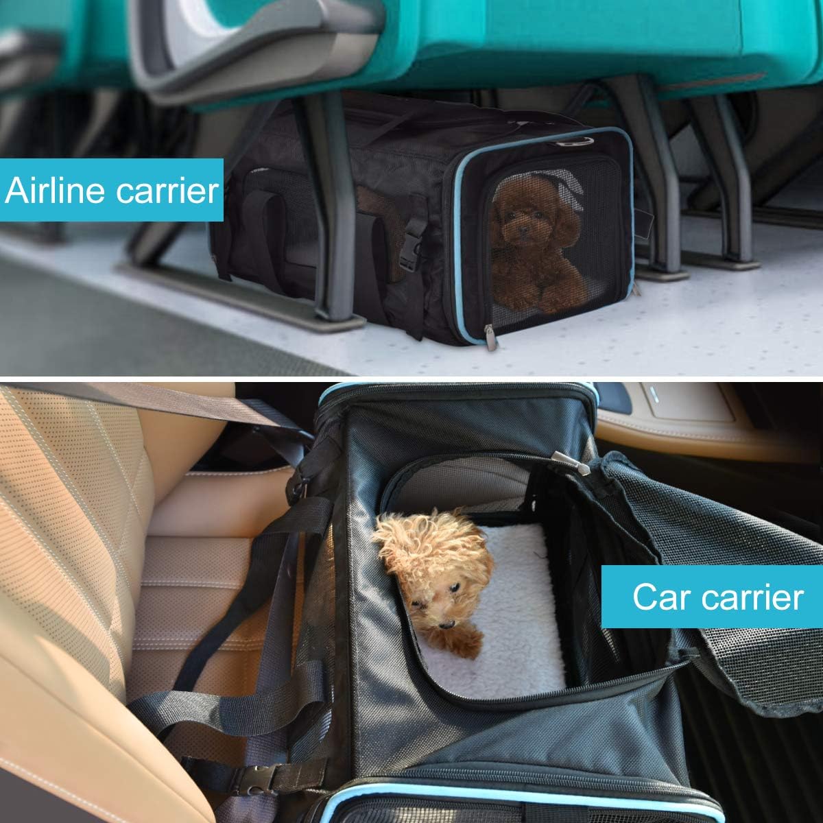 PPOGOO Pet Travel Carriers with Support Soft-Sided for Cats and Dogs Airline Approved Non-Toxic Odorless oldsmall