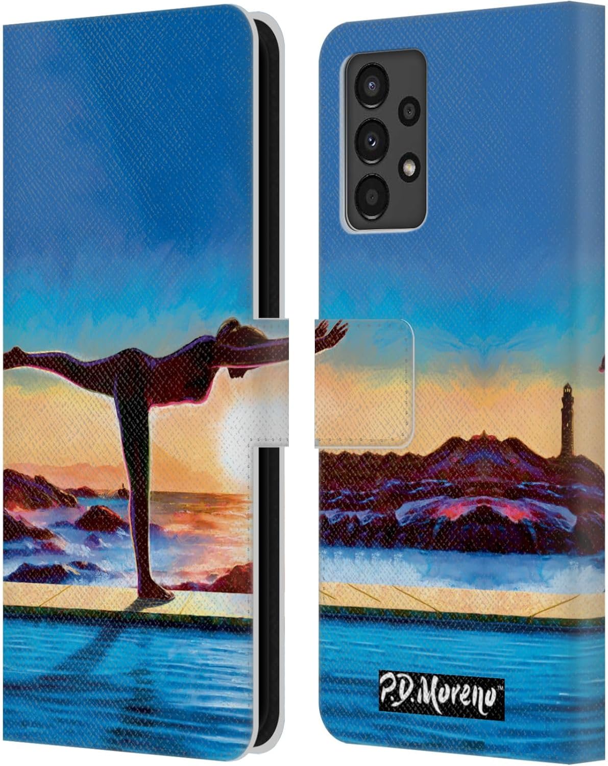 Head Case Designs Officially Licensed P.D. Moreno Dancer's Pose Yoga Silhouettes Leather Wallet Case Compatible with Samsung Galaxy A13 (2022)